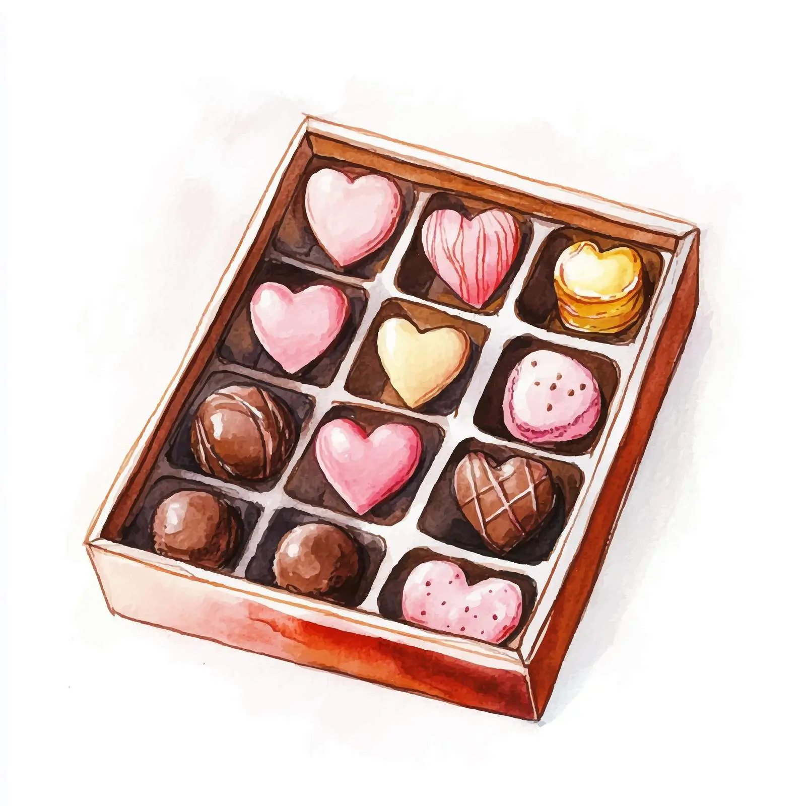 Hand-Drawn Watercolor Chocolate Sweets Box — free download from Dotvec