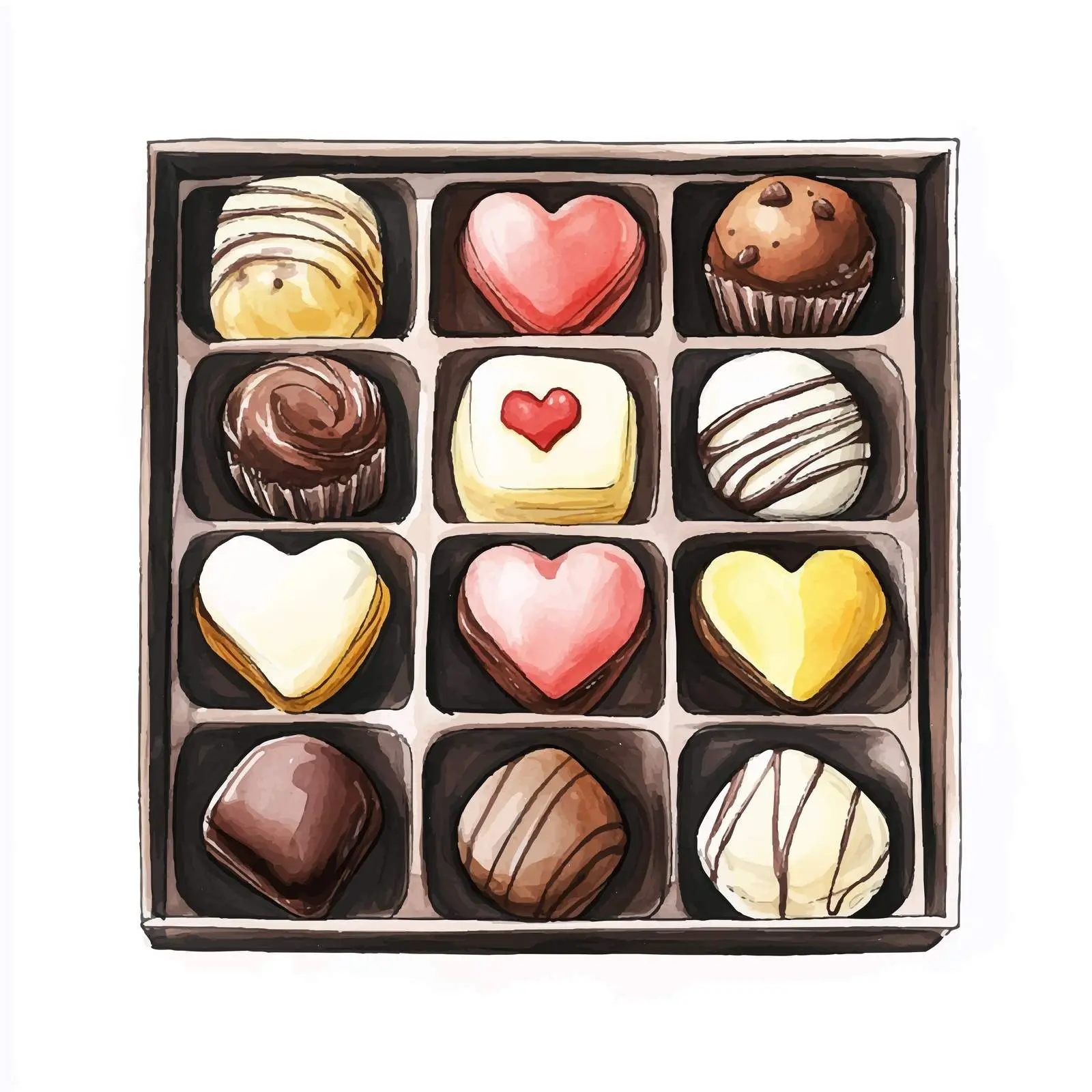Colorful Hand-Drawn Chocolate Sweets Box — free download from Dotvec