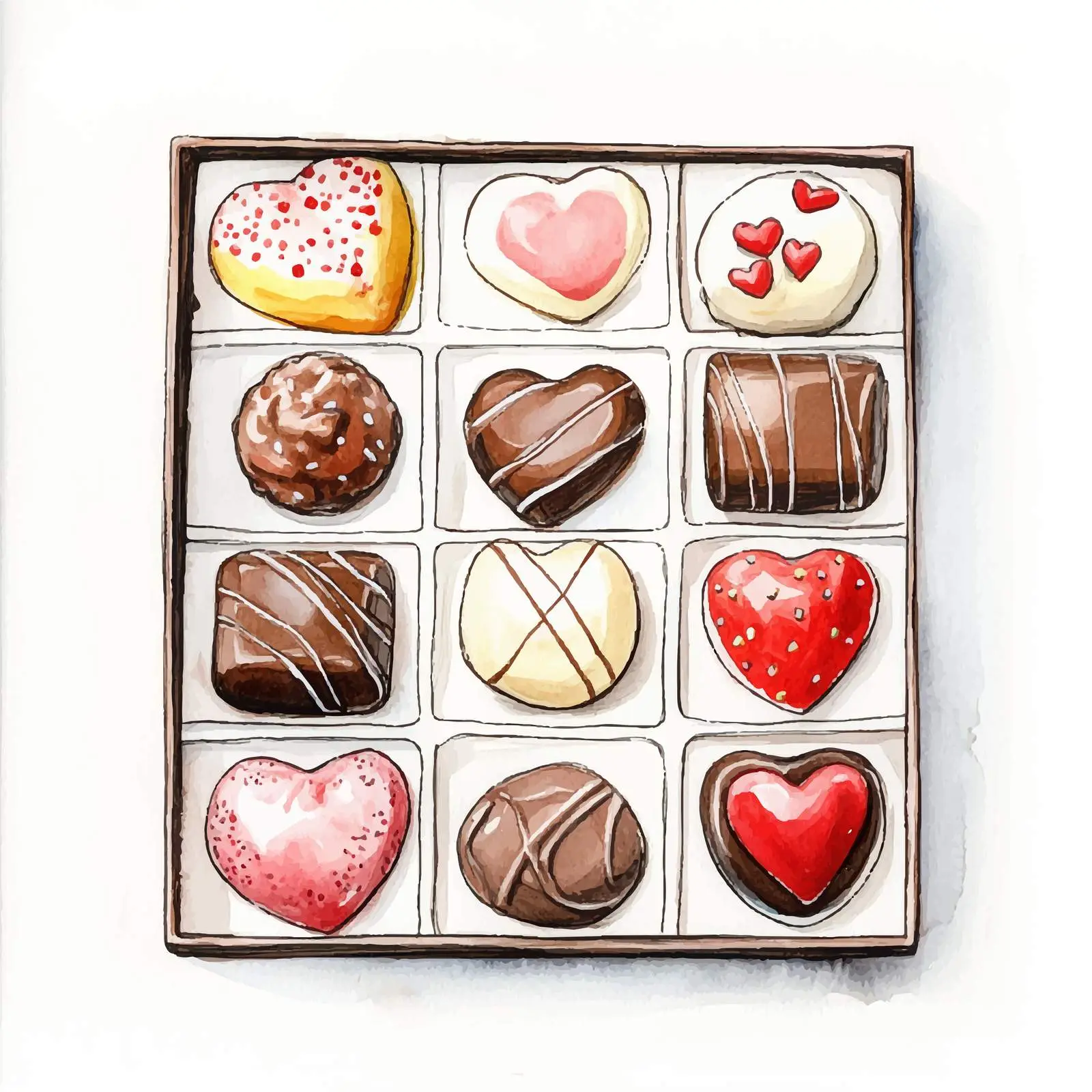 Colorful Hand-Drawn Chocolate Sweets Box — free download from Dotvec
