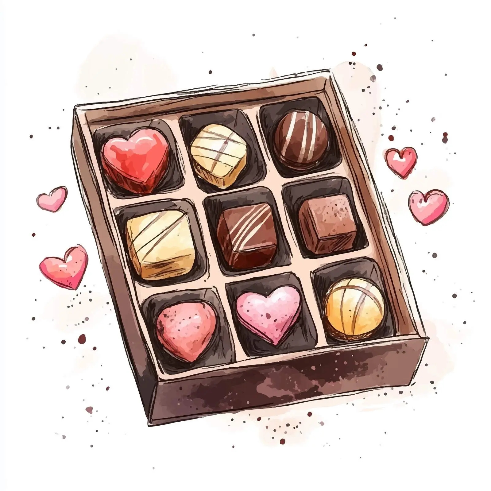 Colorful Hand-Drawn Chocolate Sweets Box Sketch — free download from Dotvec