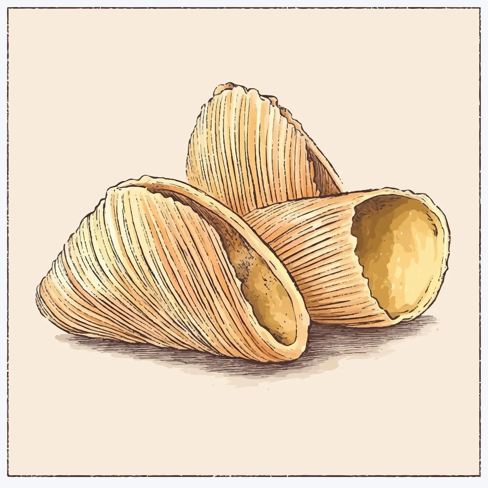 Hand-Drawn Watercolor Conchiglioni Rigati Sketch — free download from Dotvec