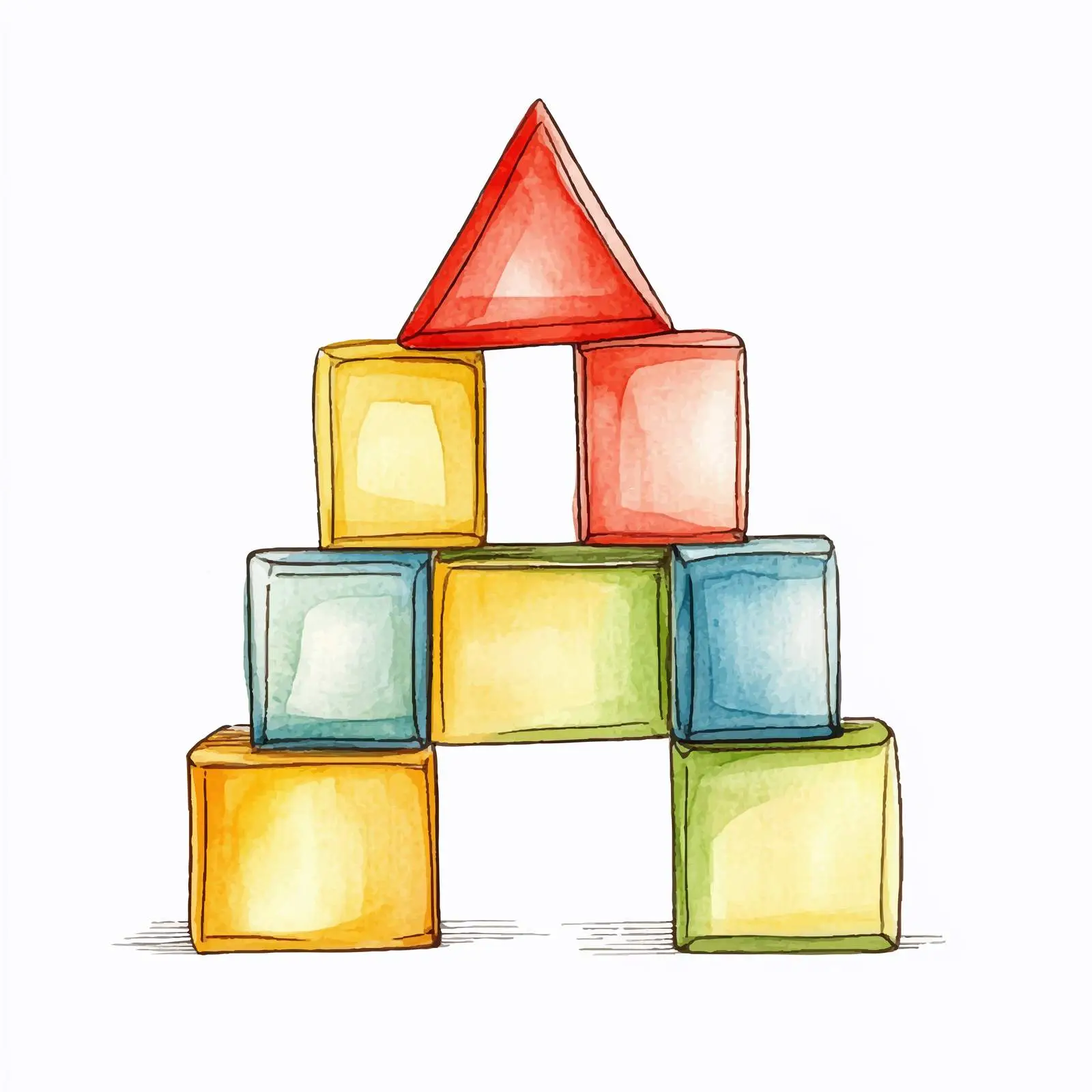 Colorful Watercolor Hand-Drawn Building Blocks — free download from Dotvec