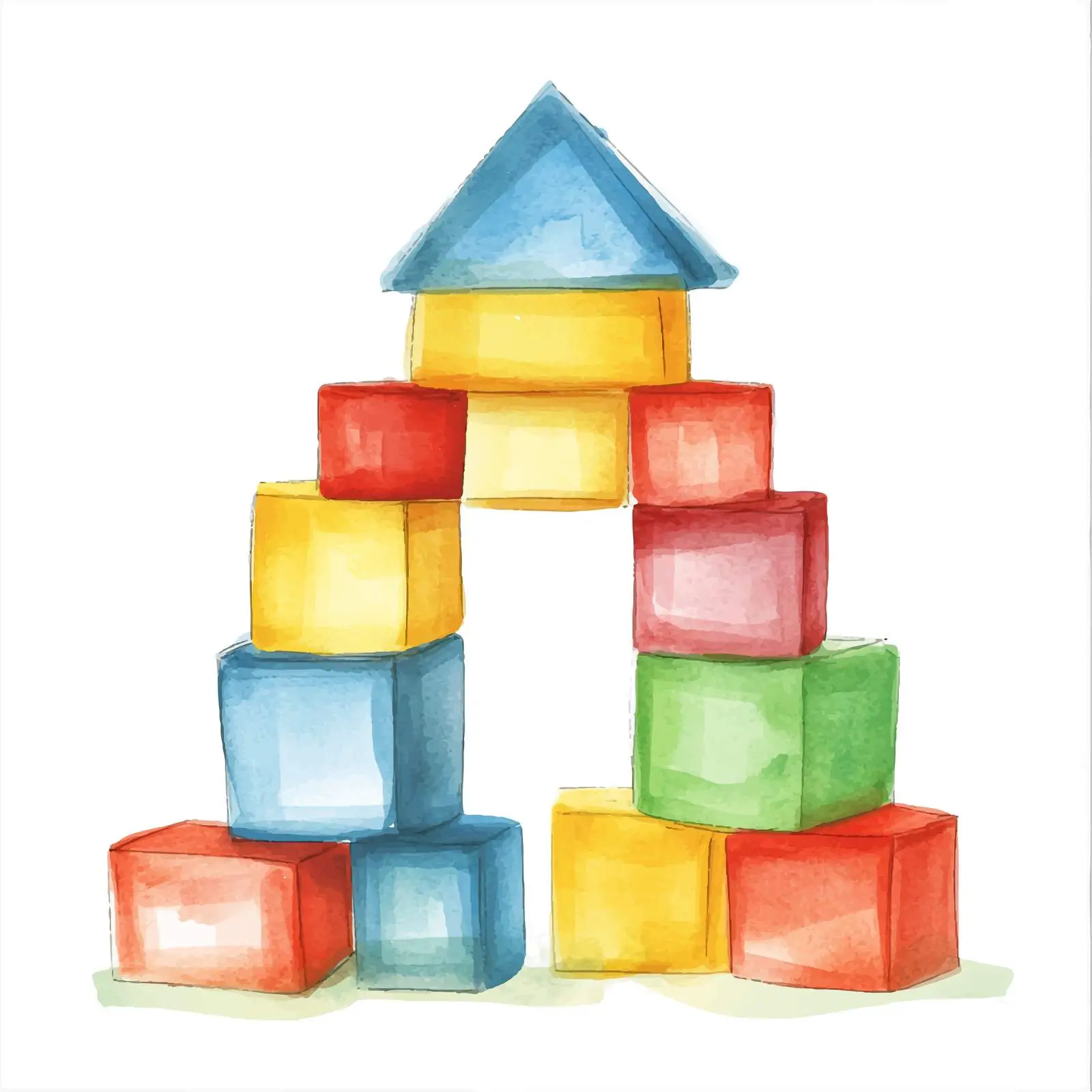 Colorful Hand-Drawn Watercolor Constructor Blocks — free download from Dotvec