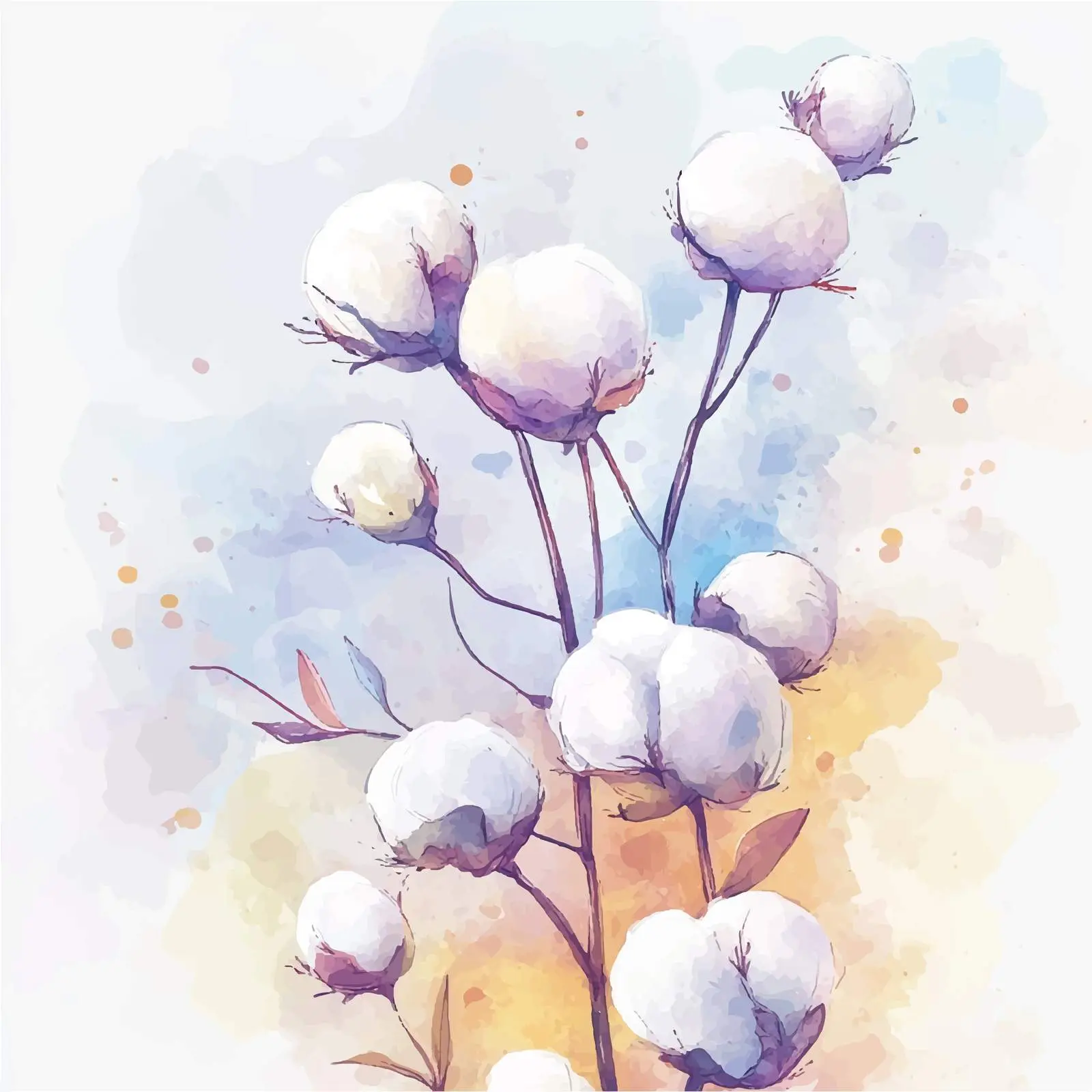 Colorful Hand-Drawn Watercolor Cotton Buds — free download from Dotvec