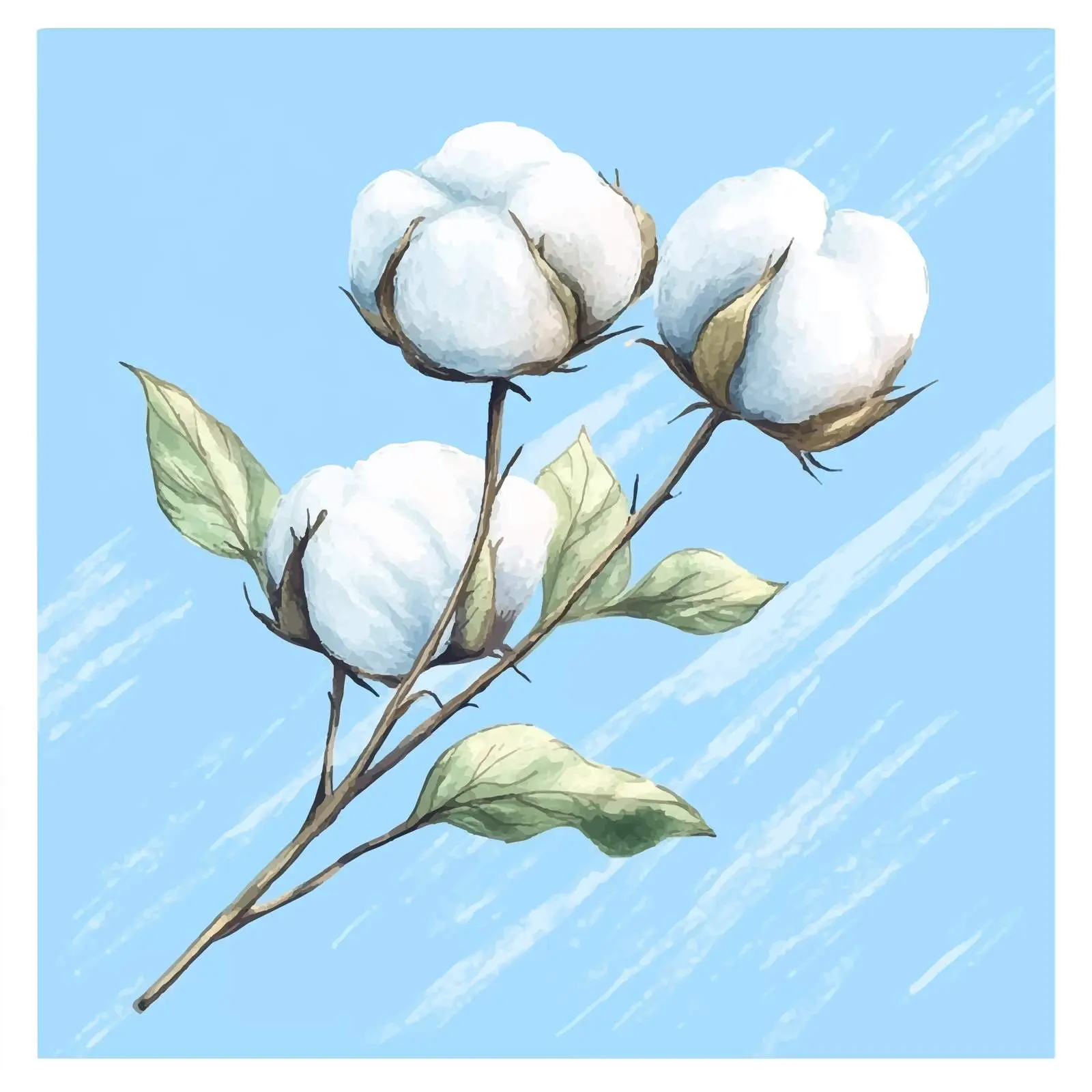 Colorful Hand-Drawn Watercolor Cotton Buds Sketch — free download from Dotvec