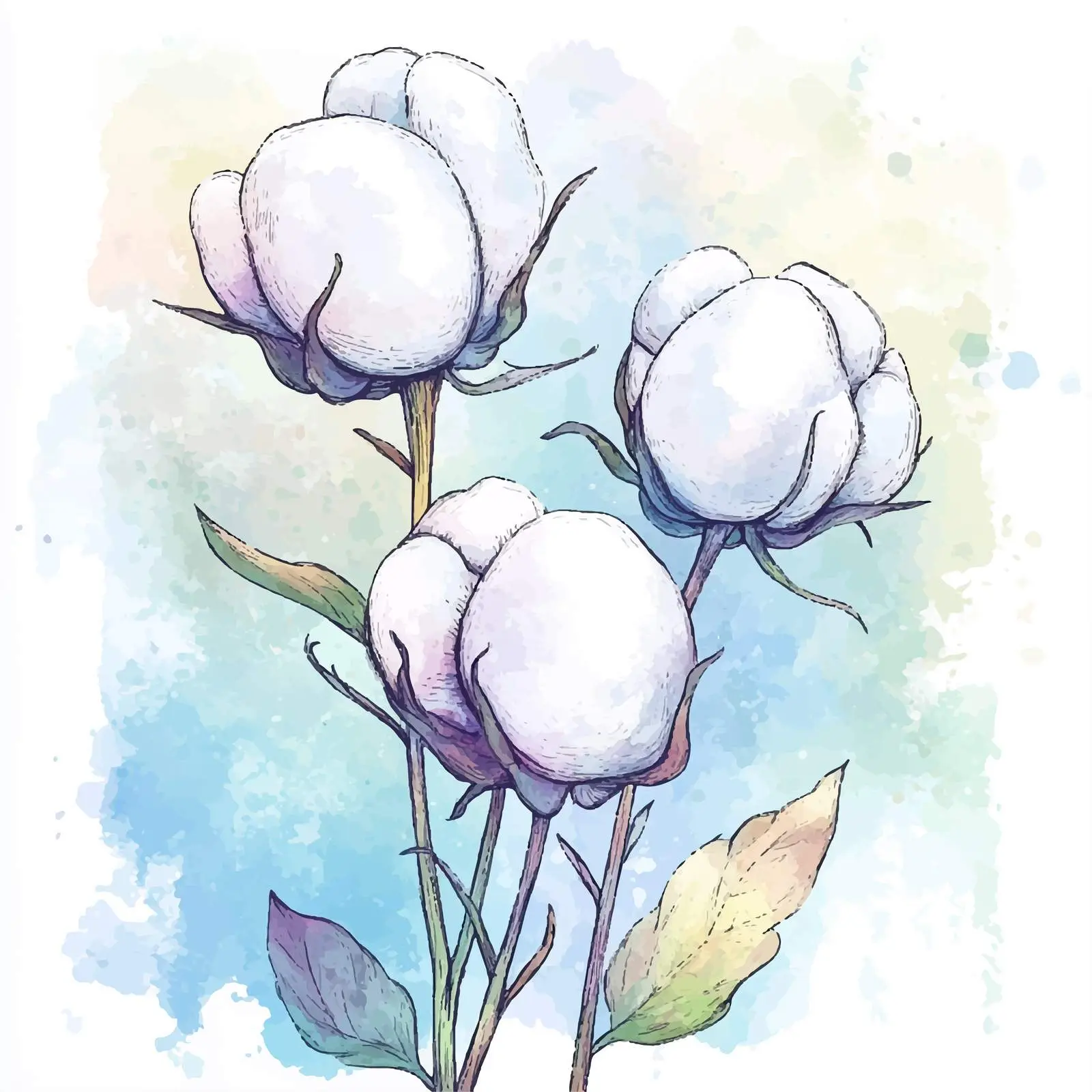 Colorful Hand-Drawn Watercolor Cotton Buds — free download from Dotvec