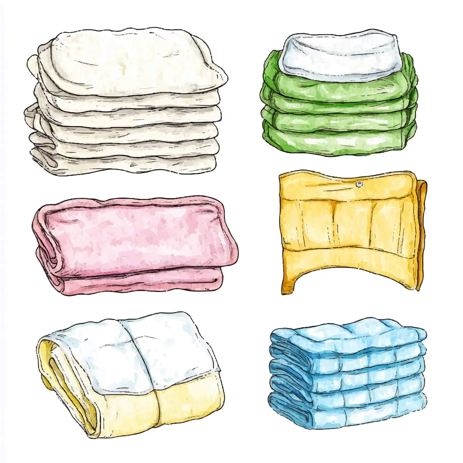 Colorful Hand-Drawn Diaper Sketch in Watercolor — free download from Dotvec