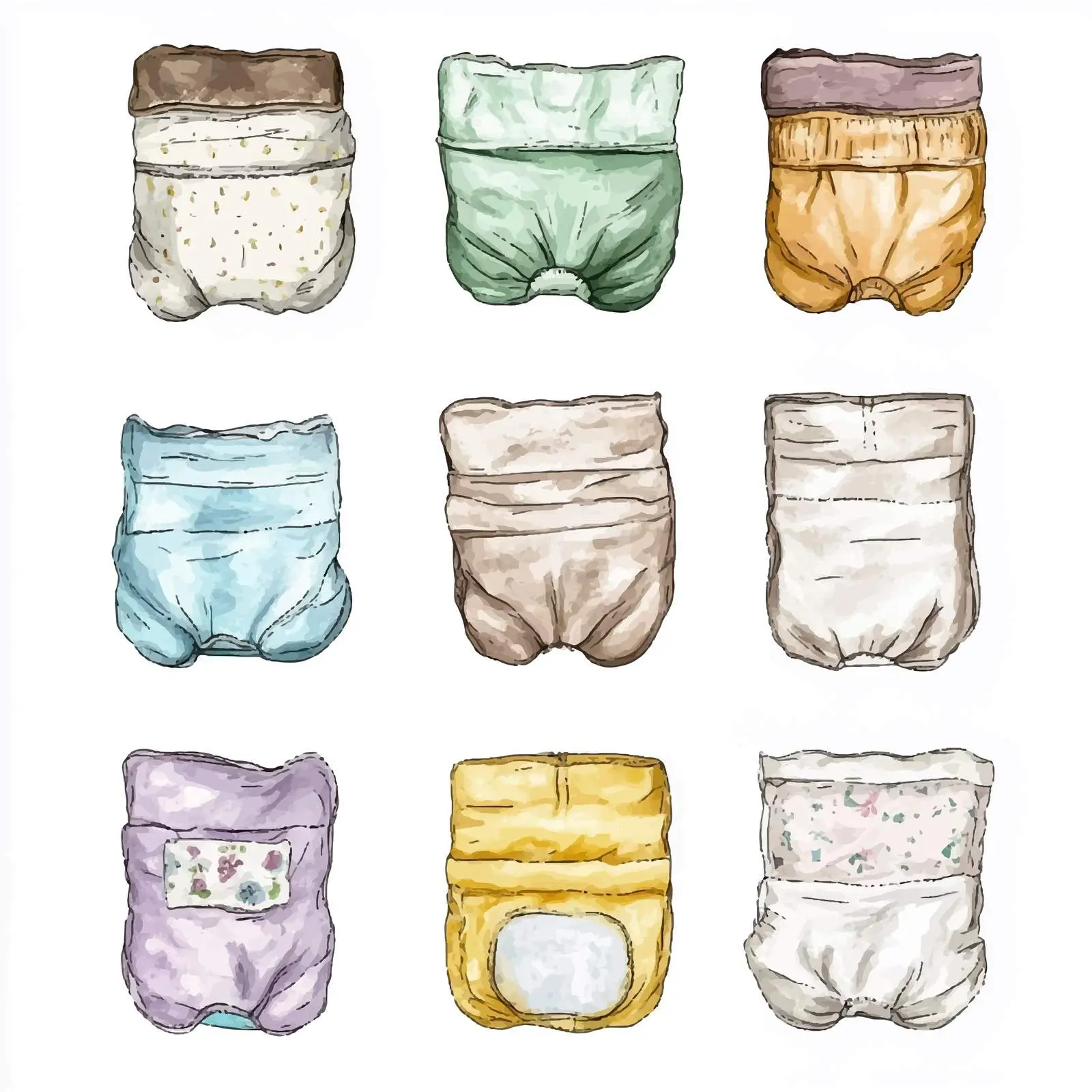 Colorful Hand-Drawn Diaper Sketch Art — free download from Dotvec