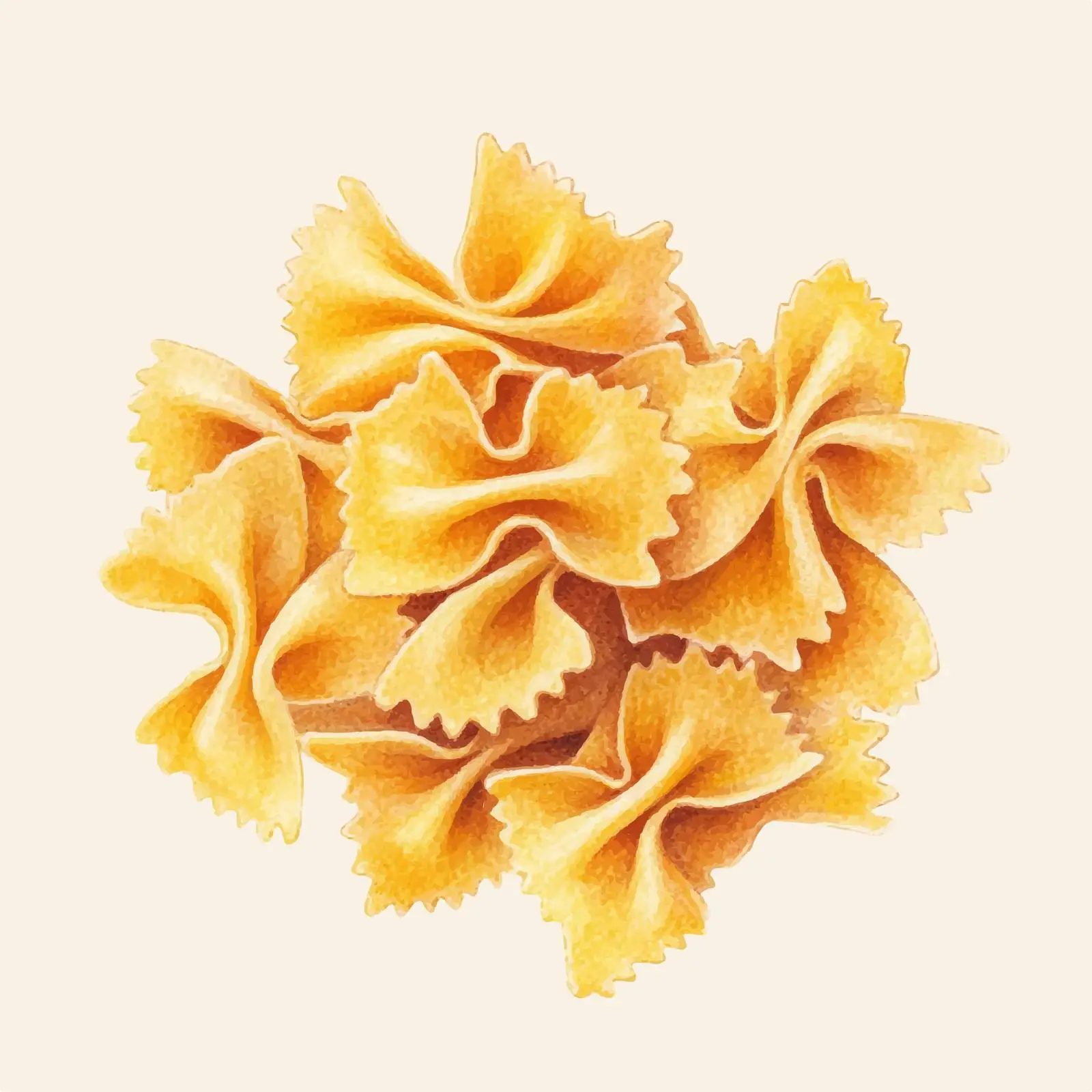 Hand-Drawn Watercolor Farfalle Pasta Illustration — free download from Dotvec