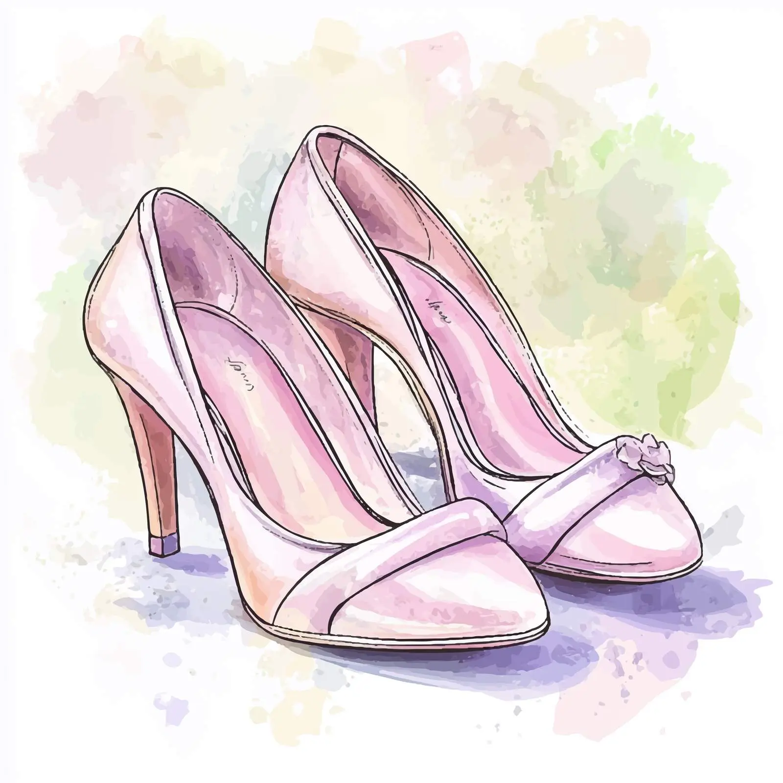 Colorful Watercolor Hand-Drawn Female Wedding Shoes — free download from Dotvec