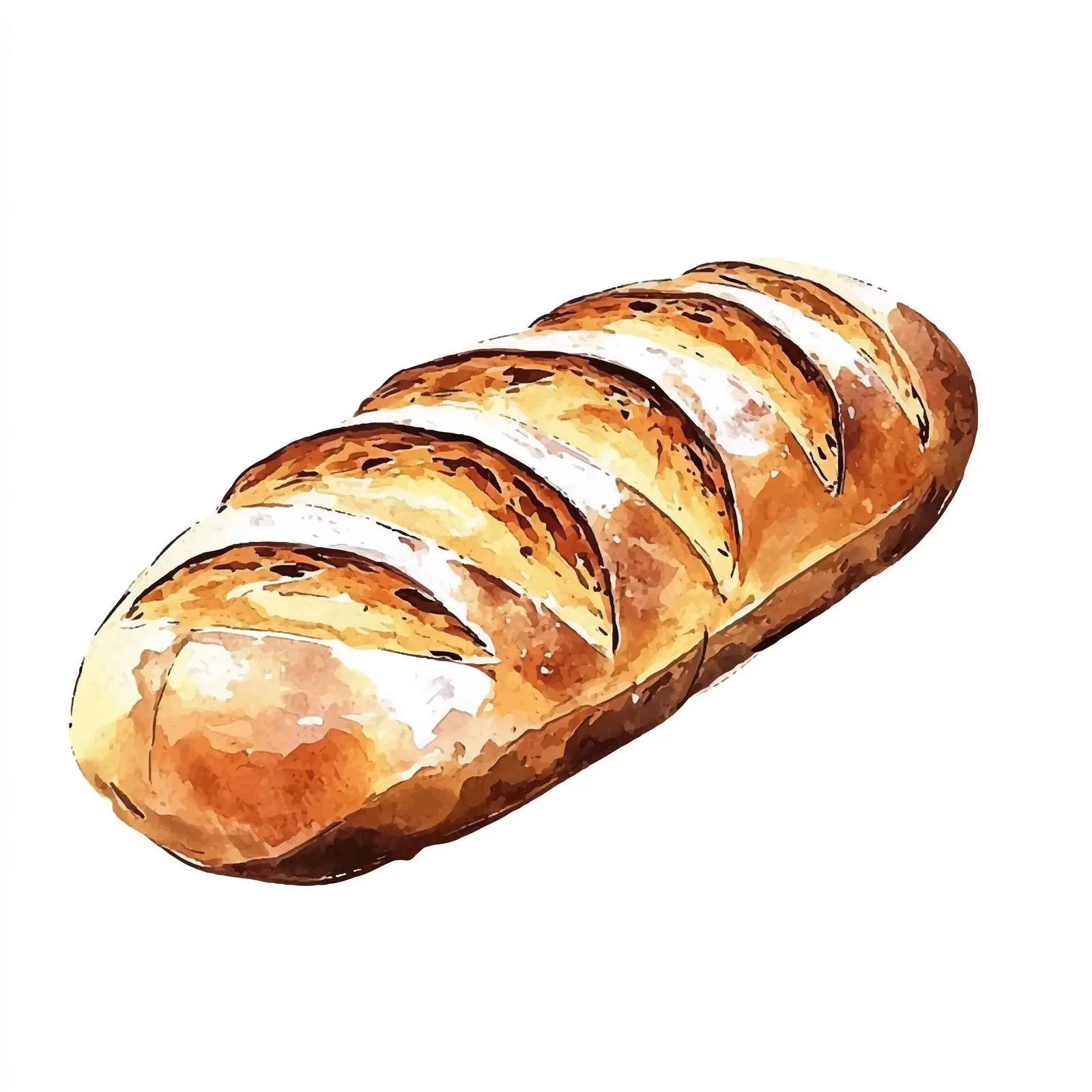 Colorful Hand-Drawn French Bread Watercolor Sketch — free download from Dotvec