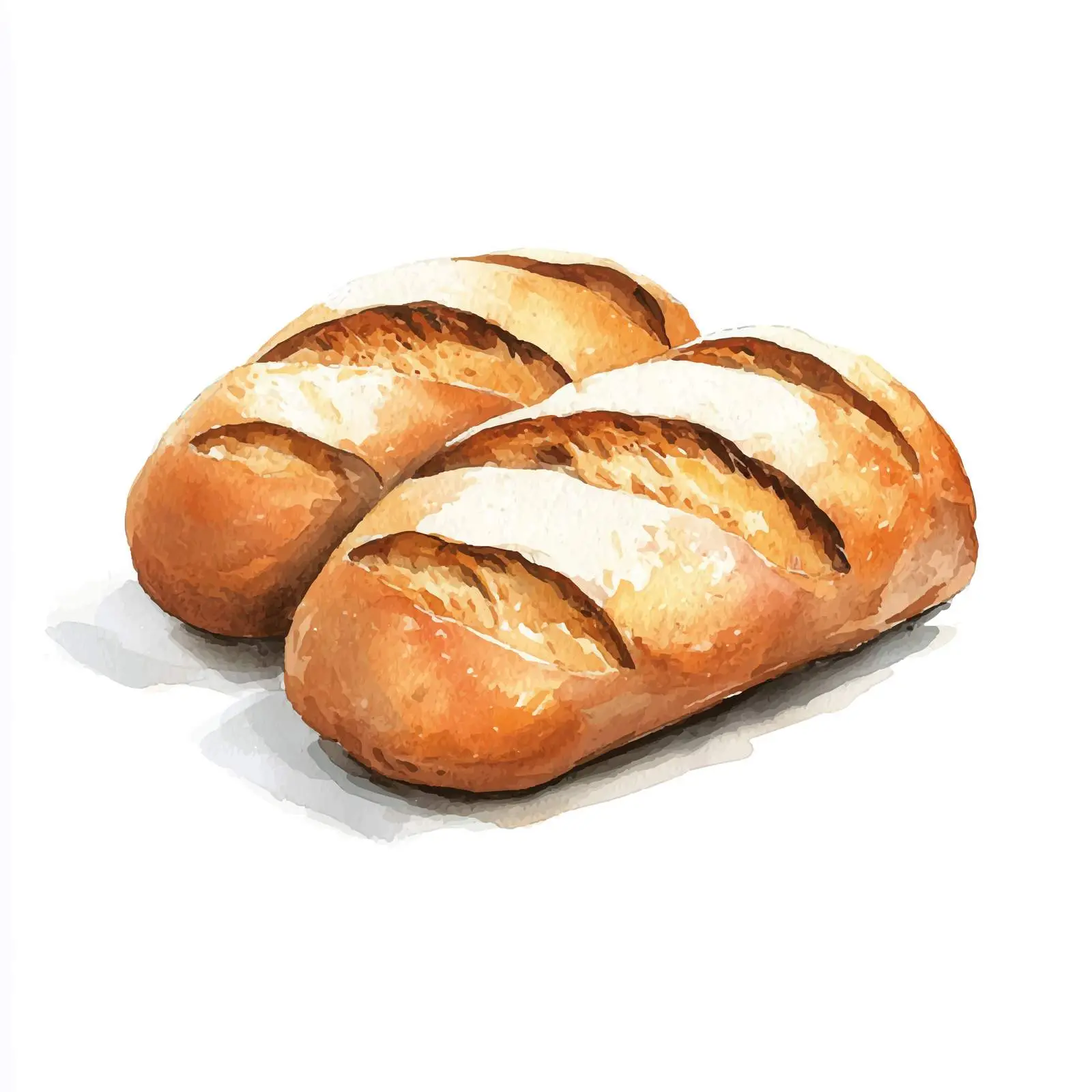 Hand-Drawn Watercolor French Bread Sketch — free download from Dotvec