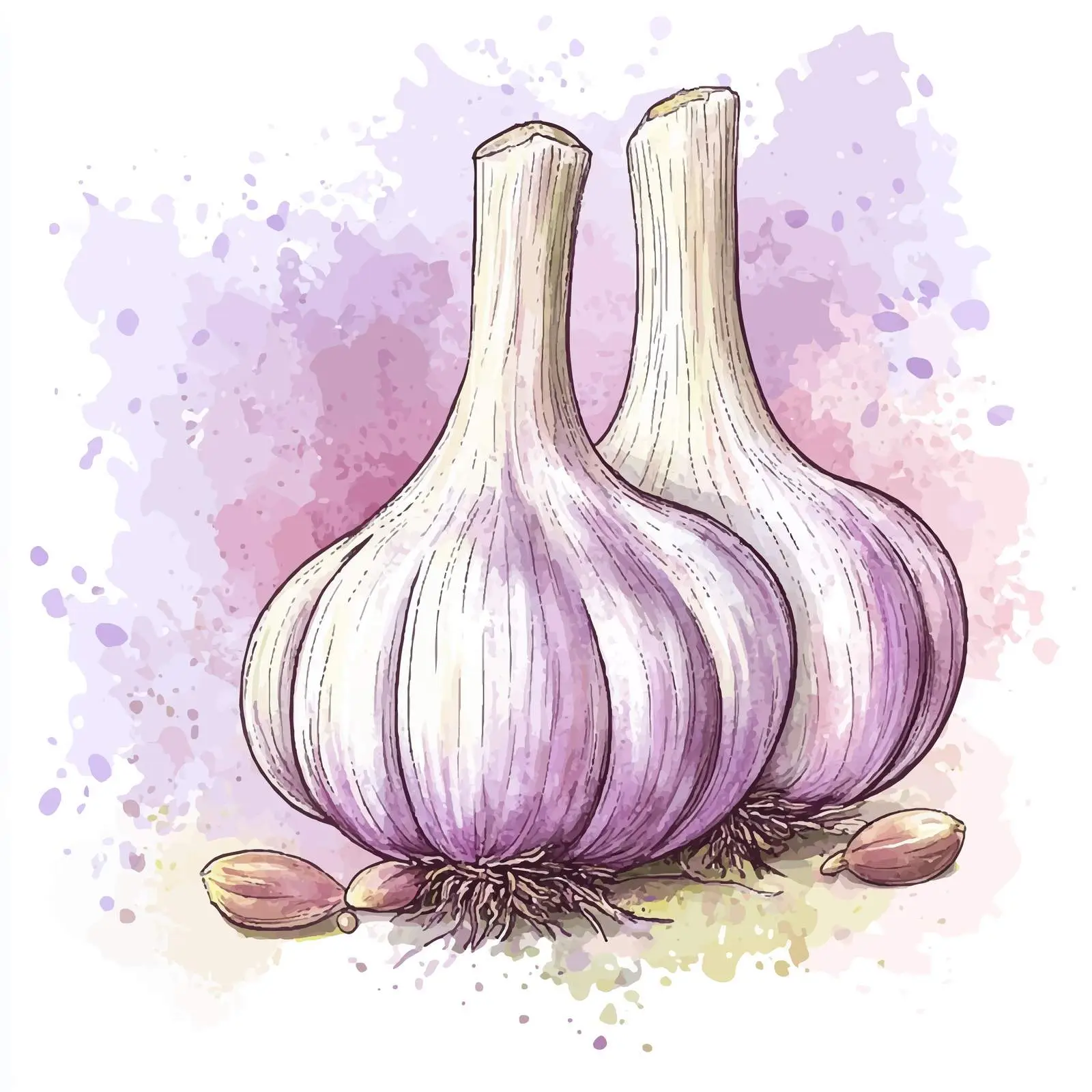 Colorful Hand-Drawn Garlic Watercolor Vector — free download from Dotvec