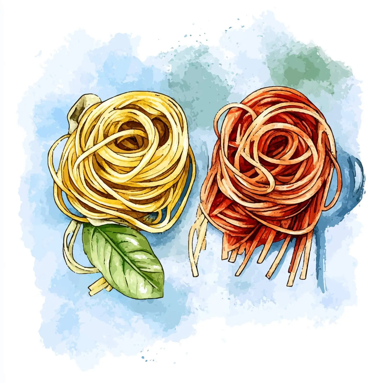 Hand-Drawn Watercolor Girandole Pasta Sketch — free download from Dotvec