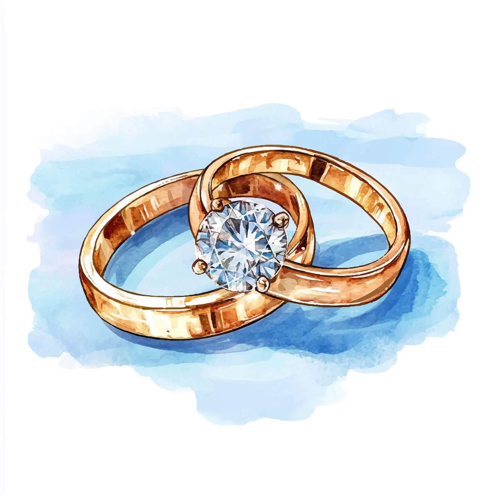 Colorful Hand-Drawn Gold Engagement Ring Sketch — free download from Dotvec