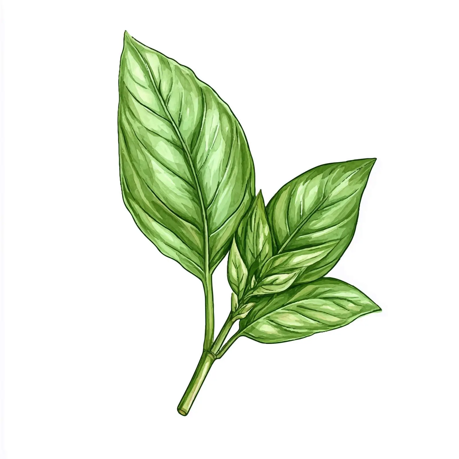 Watercolor Hand-Drawn Basil Leaf Sketch — free download from Dotvec
