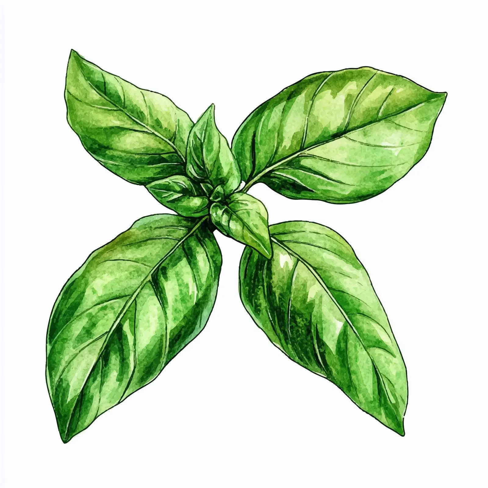 Hand-Drawn Watercolor Basil Leaf Illustration — free download from Dotvec