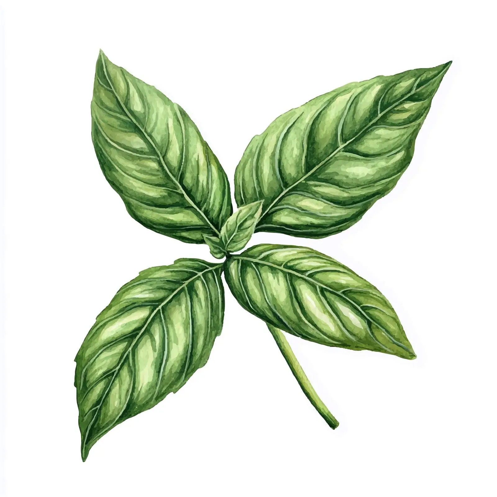 Hand-Drawn Watercolor Basil Leaf Illustration — free download from Dotvec
