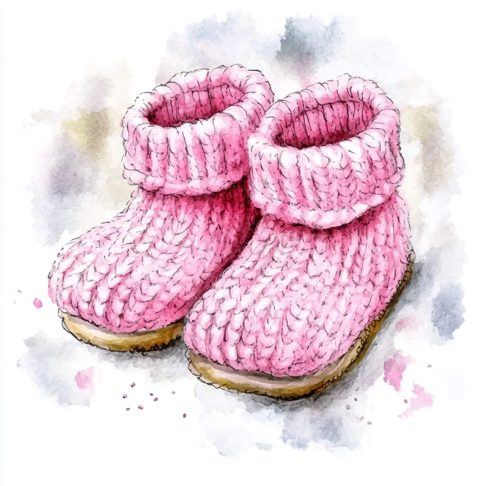 Colorful Hand-Drawn Pink Baby Booties — free download from Dotvec