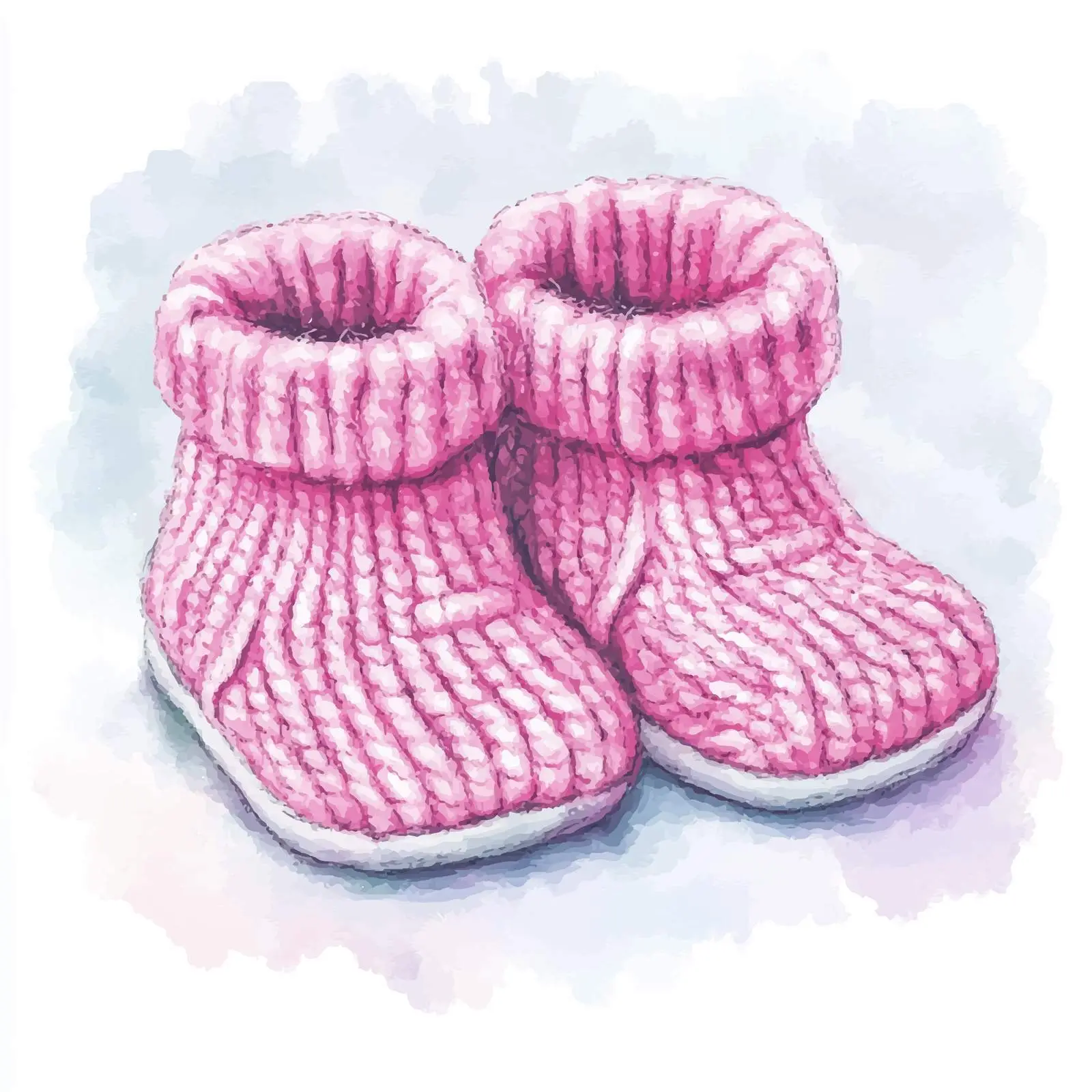 Hand Drawn Watercolor Knitted Baby Booties — free download from Dotvec