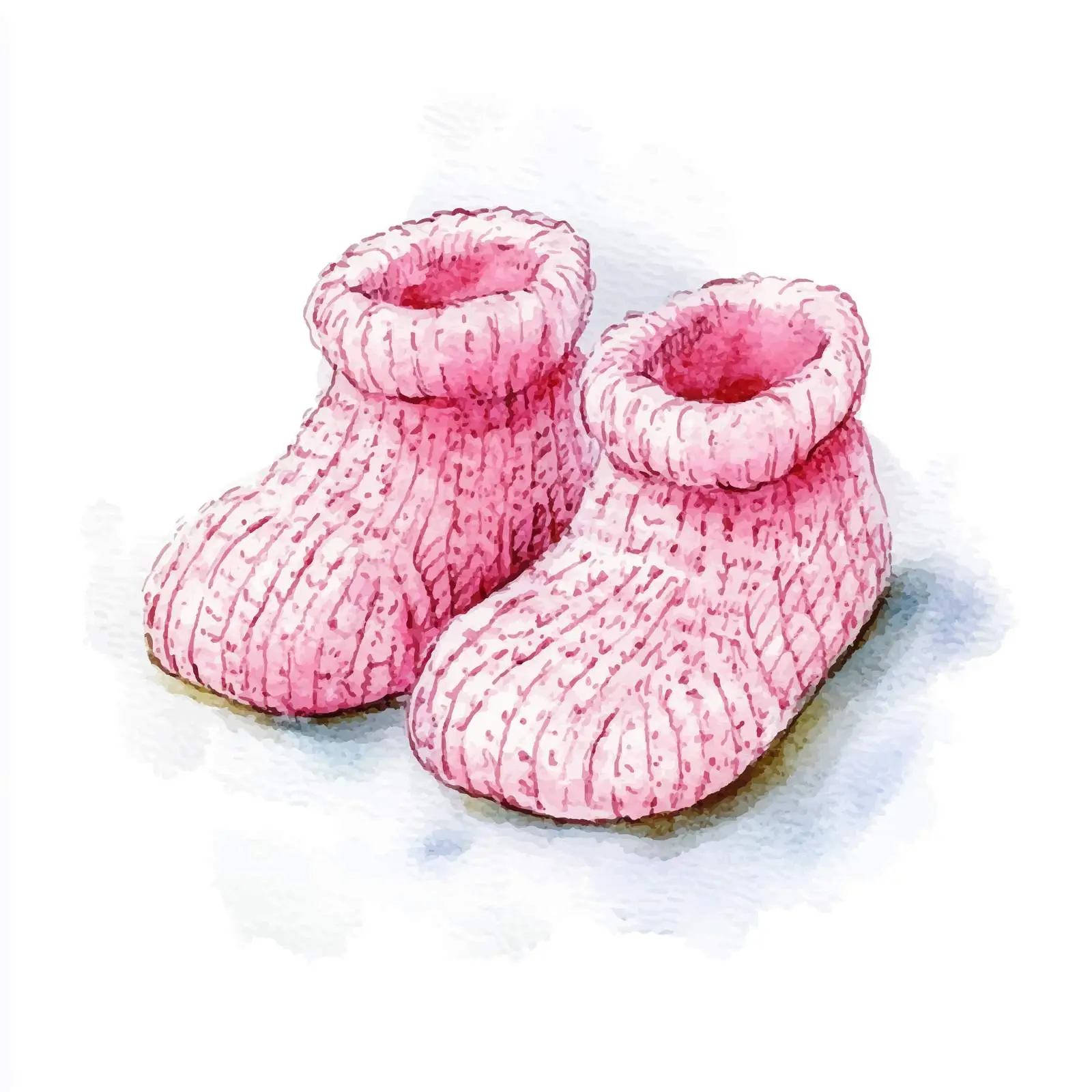 Hand-Drawn Watercolor Sketch of Pink Baby Boot — free download from Dotvec