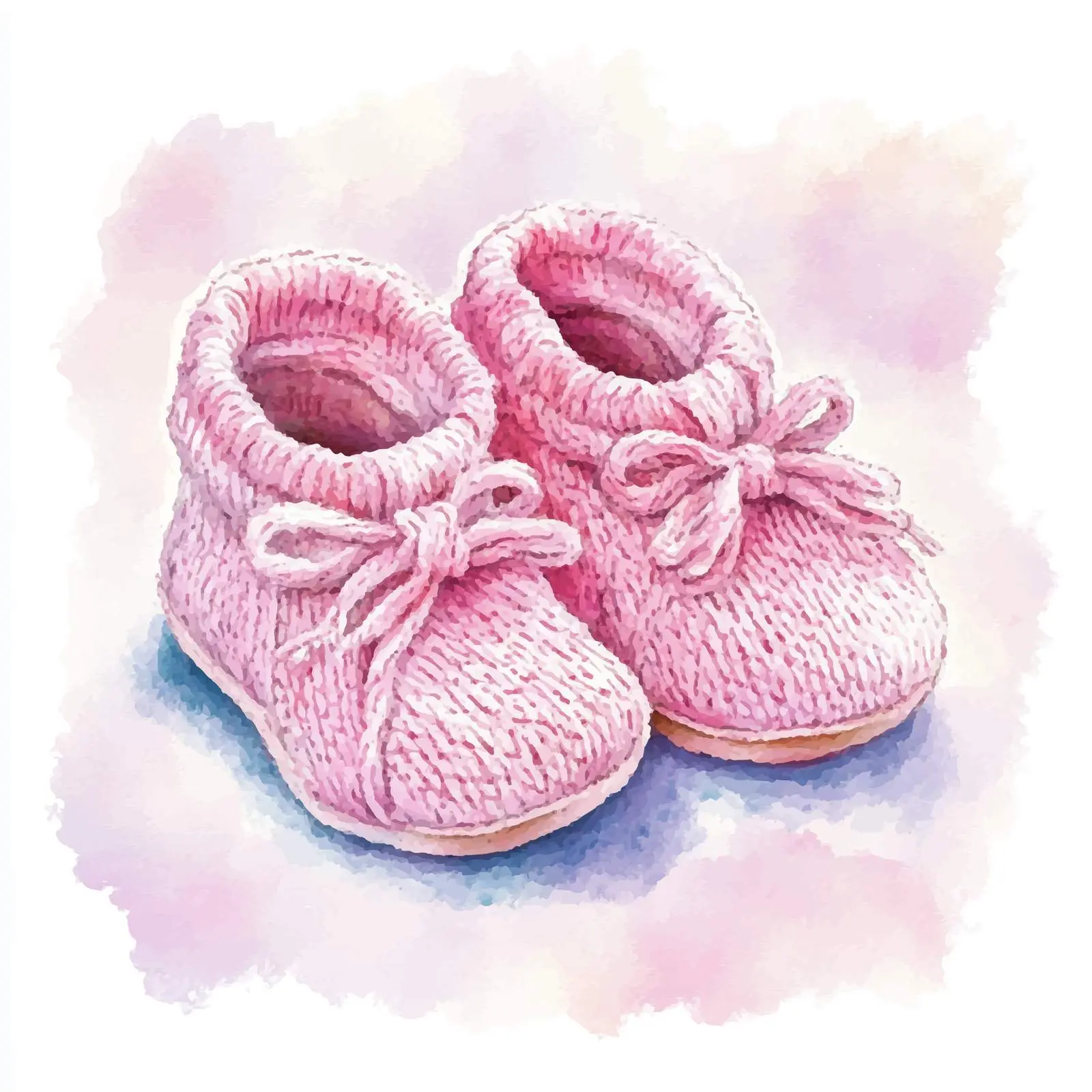 Hand-Drawn Watercolor Baby Bootie Illustration – free knitwear image from Dotvec