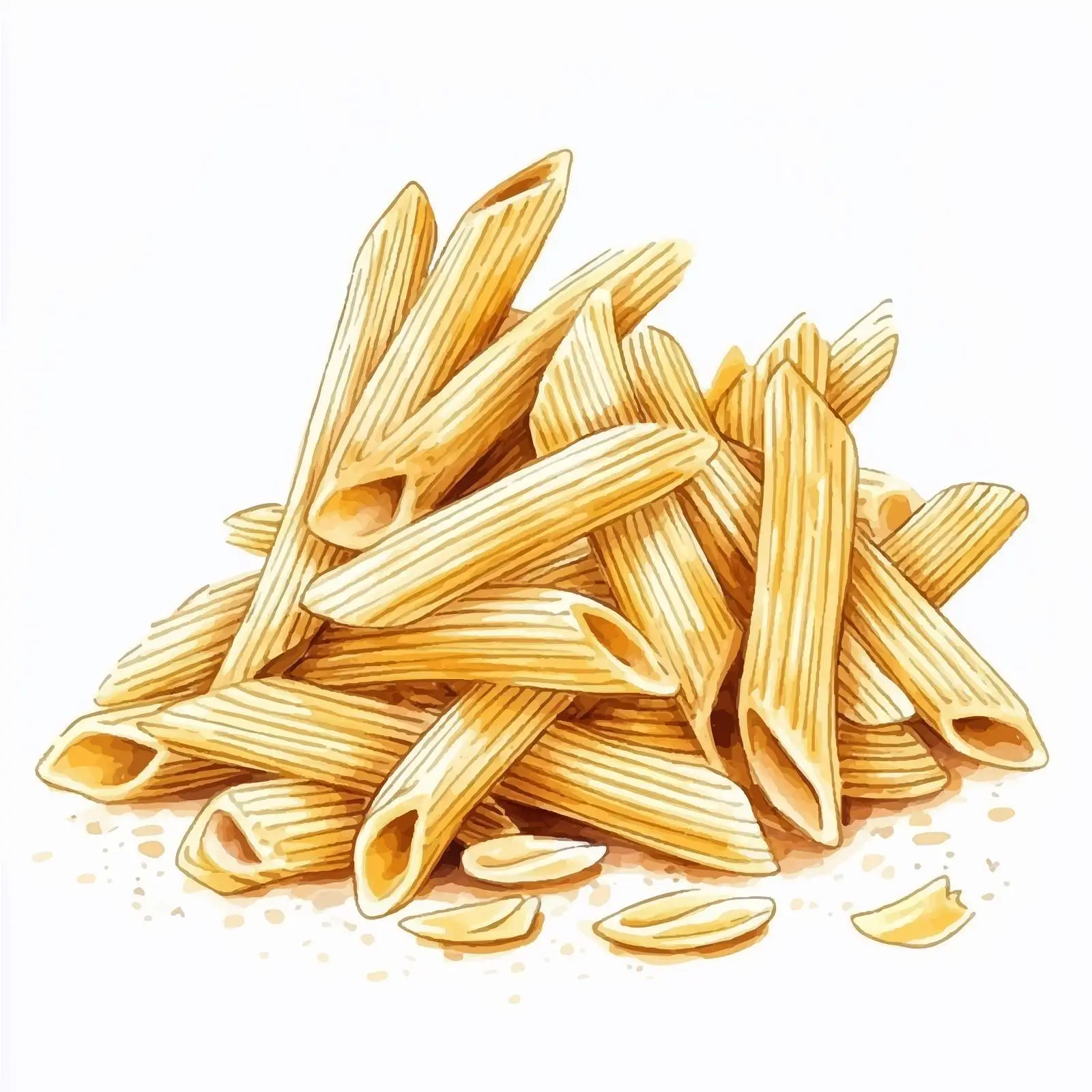 Colorful Hand-Drawn Watercolor Mezze Penne Rigate — free download from Dotvec