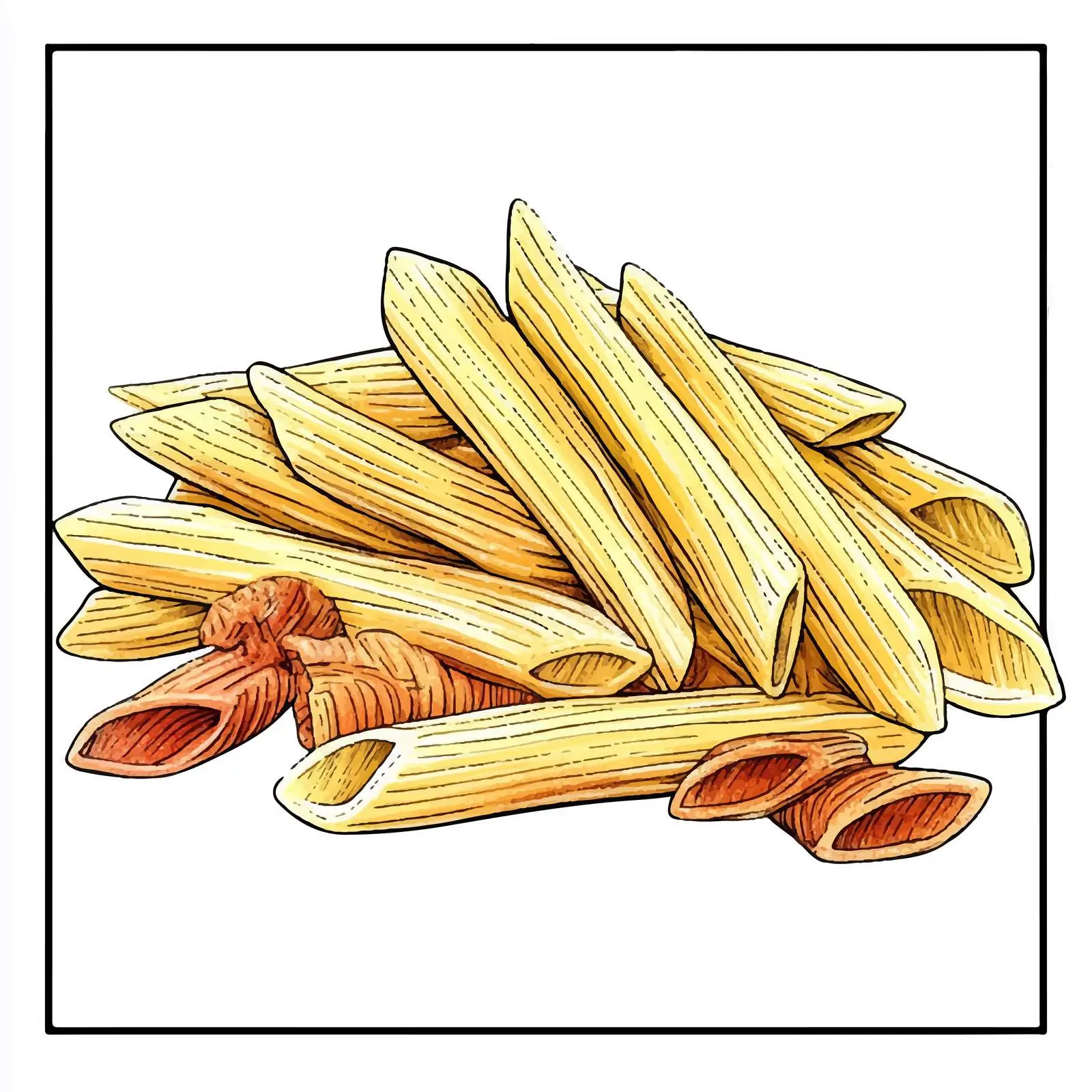 Colorful Hand-Drawn Mezze Penne Rigate Sketch — free download from Dotvec