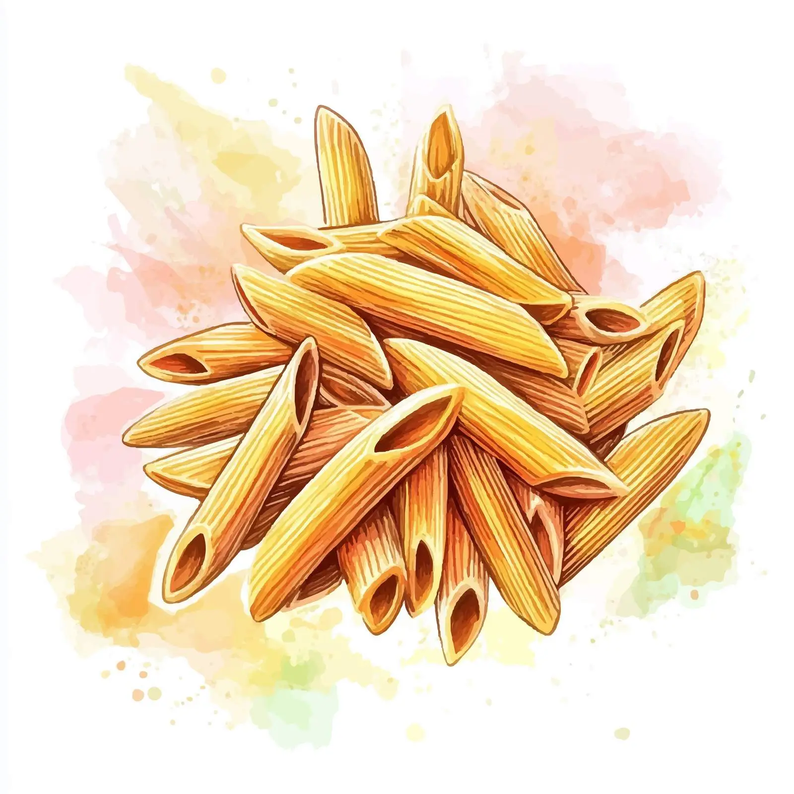 Colorful Watercolor Hand-Drawn Mezze Penne Rigate — free download from Dotvec