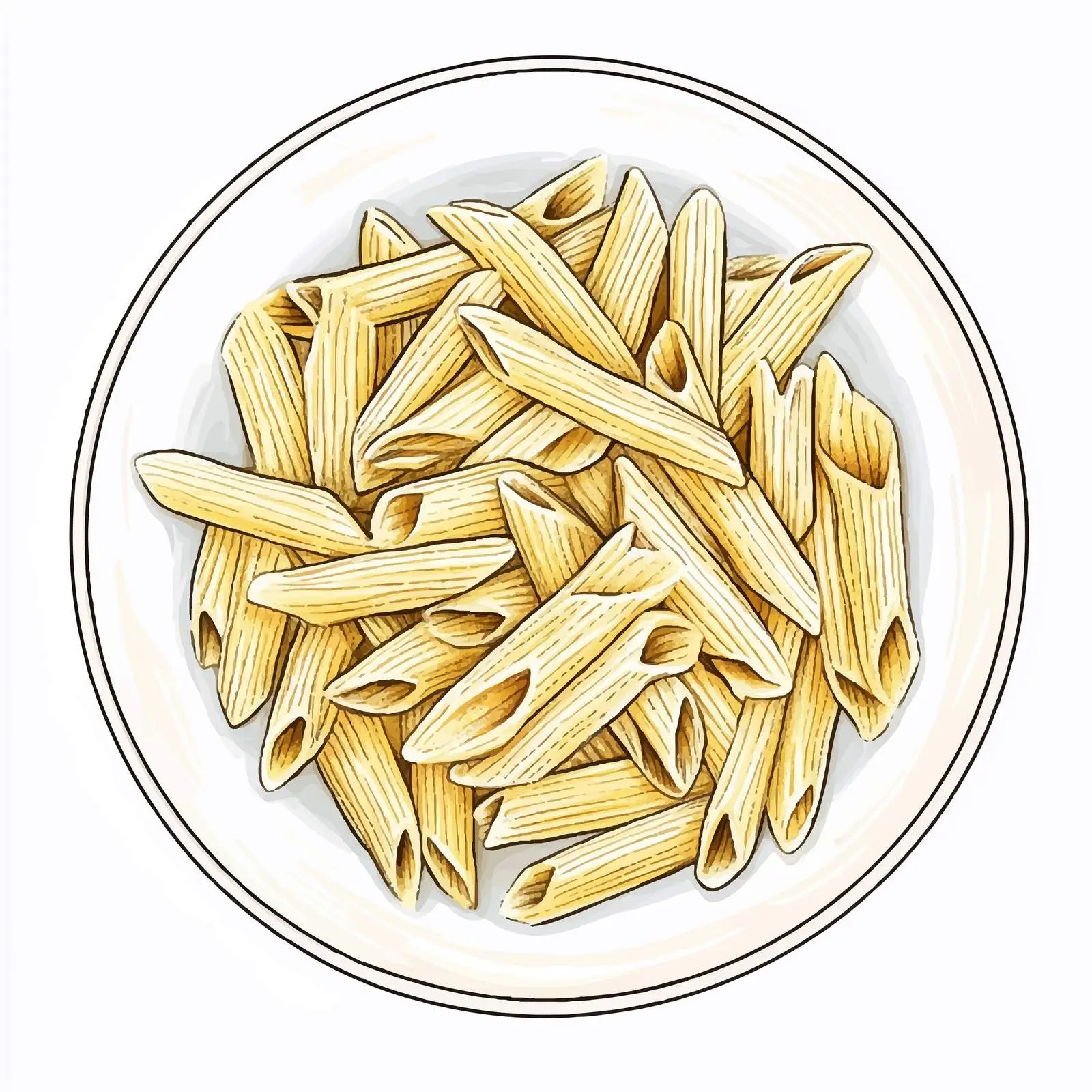 Colorful Hand-Drawn Mezze Penne Rigate Sketch – free food sketch image from Dotvec