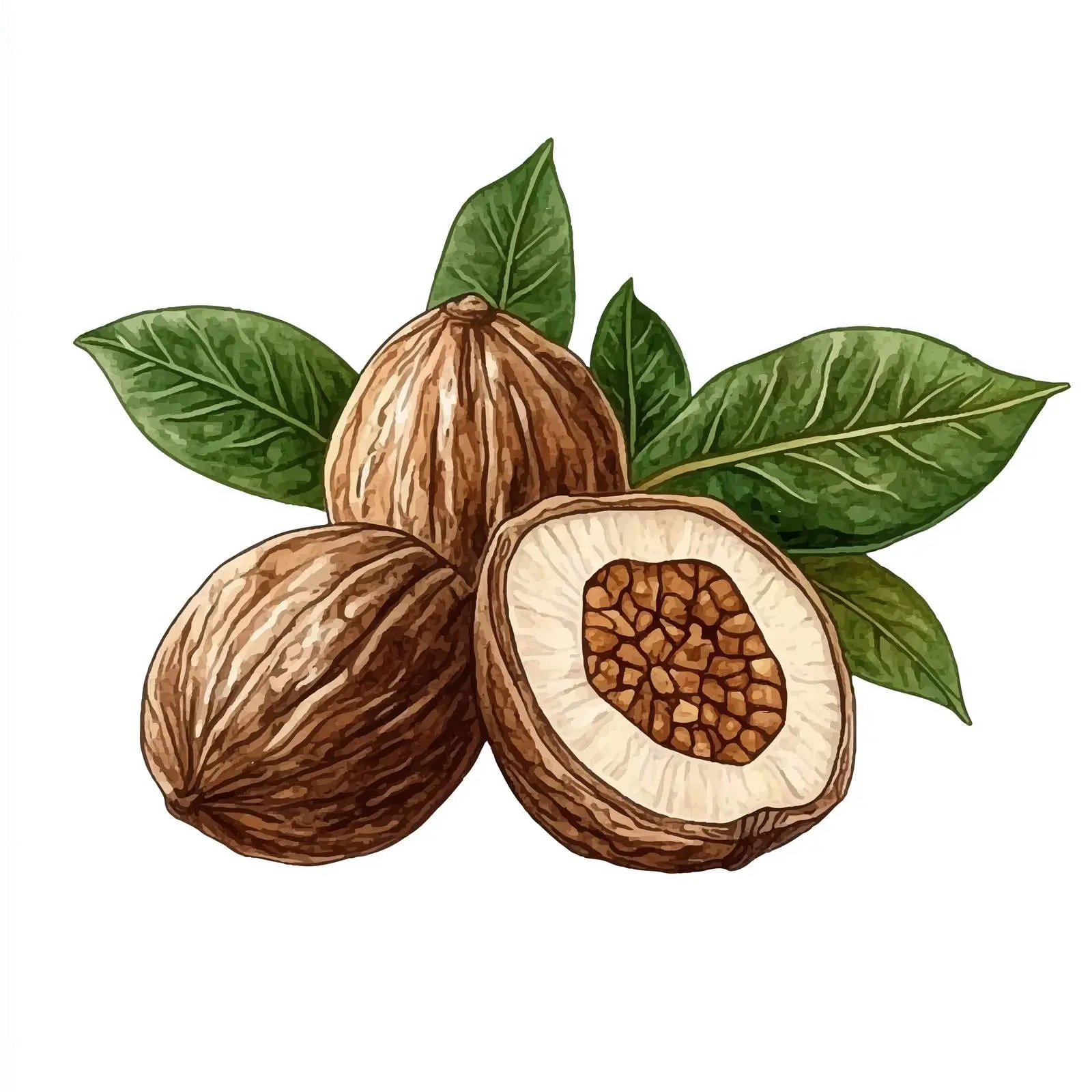 Colorful Hand-Drawn Nutmeg Watercolor Illustration — free download from Dotvec