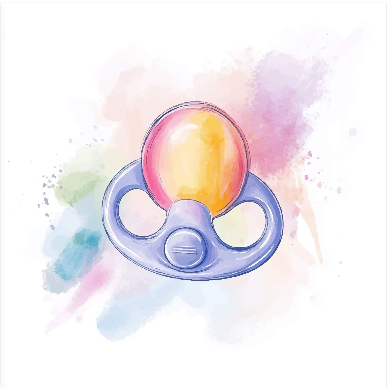 Colorful Hand-Drawn Watercolor Baby Pacifier Sketch — free download from Dotvec