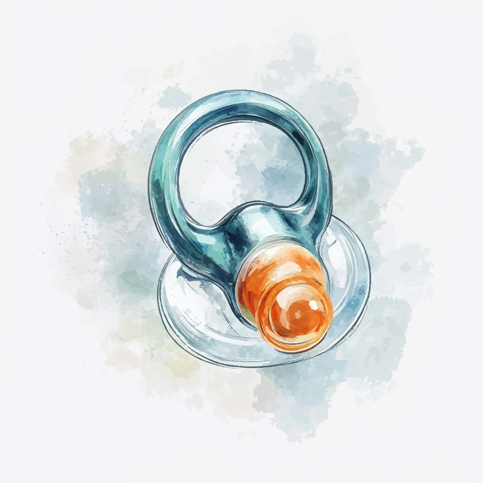 Colorful Hand-Drawn Baby Pacifier Watercolor Art — free download from Dotvec