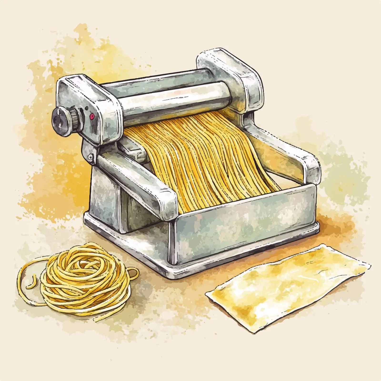 Colorful Hand-Drawn Pasta Making Machine Sketch — free download from Dotvec