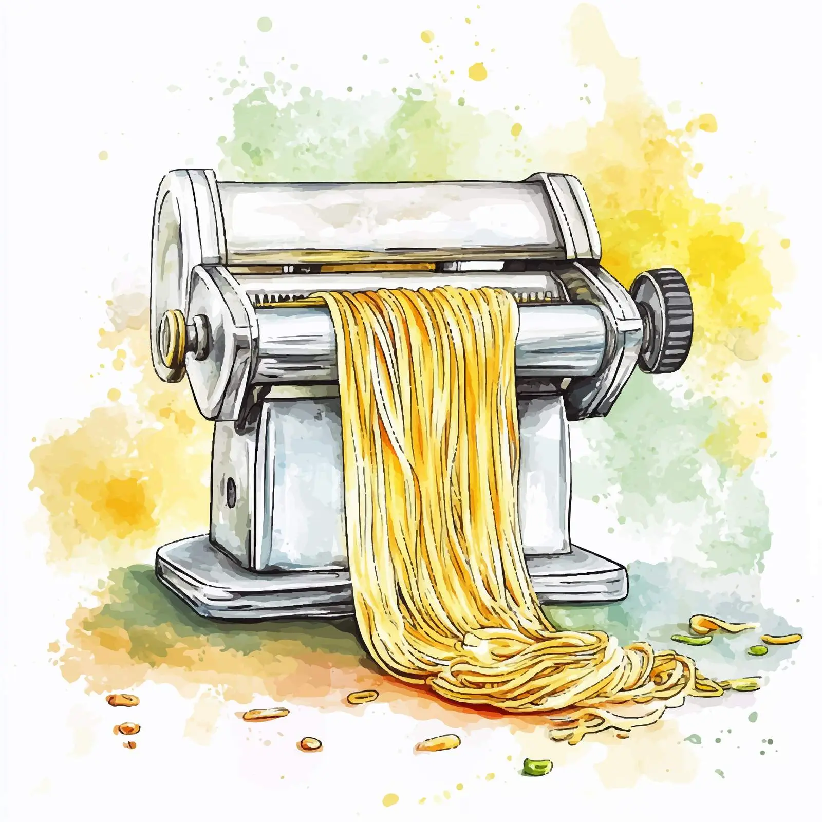 Colorful Hand-Drawn Pasta Making Machine Illustration — free download from Dotvec