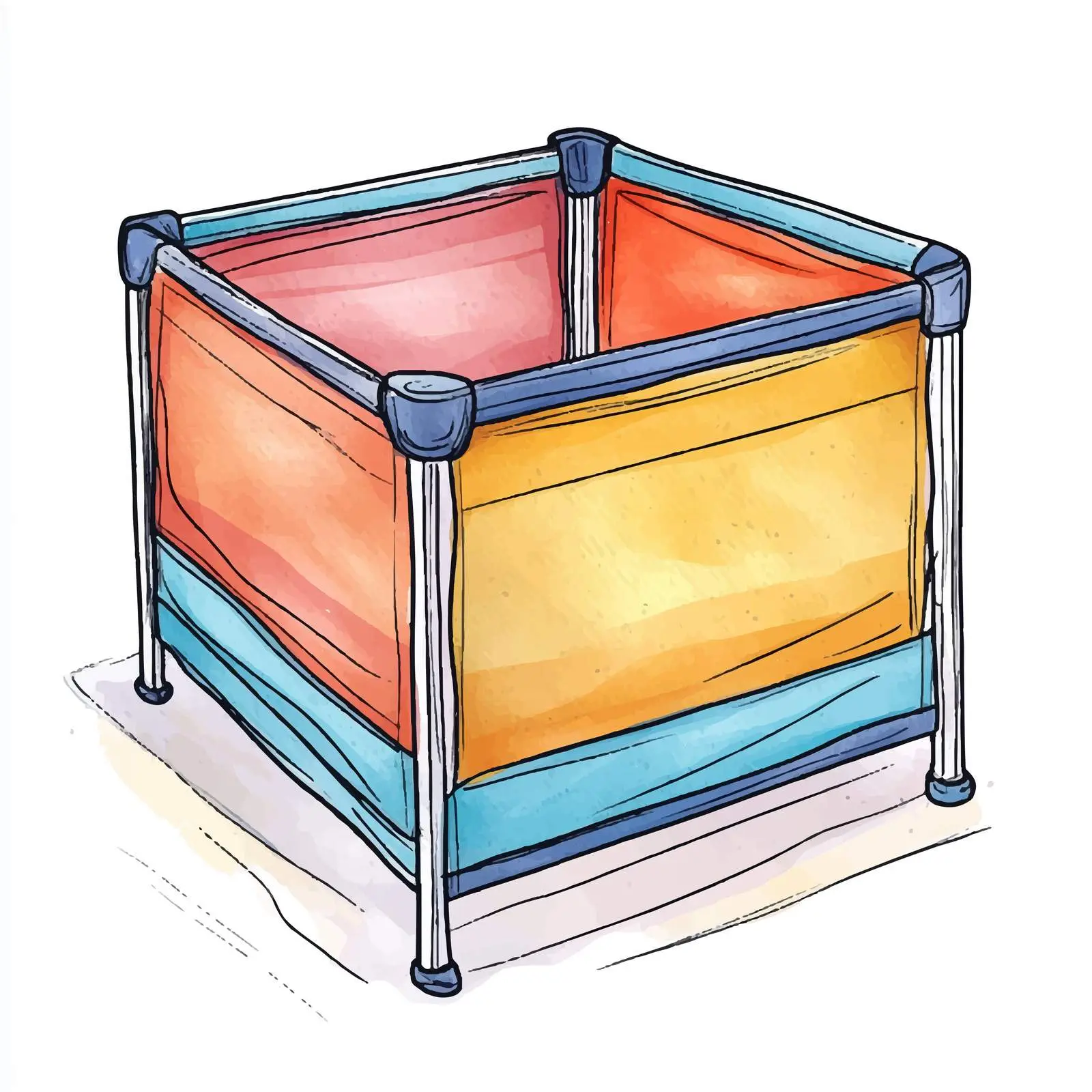 Colorful Hand-Drawn Baby Playpen Watercolor — free download from Dotvec
