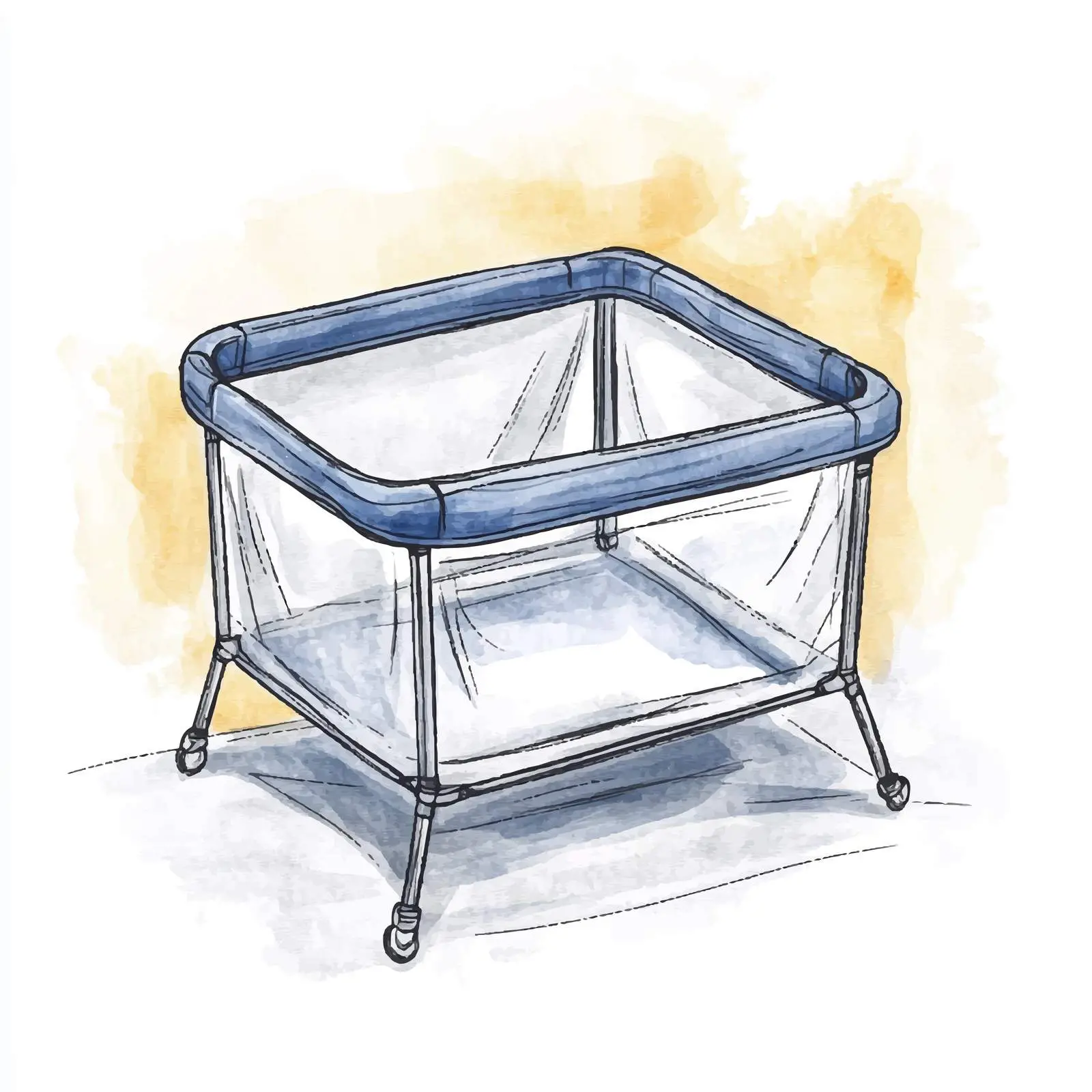 Colorful Watercolor Hand-Drawn Baby Playpen — free download from Dotvec