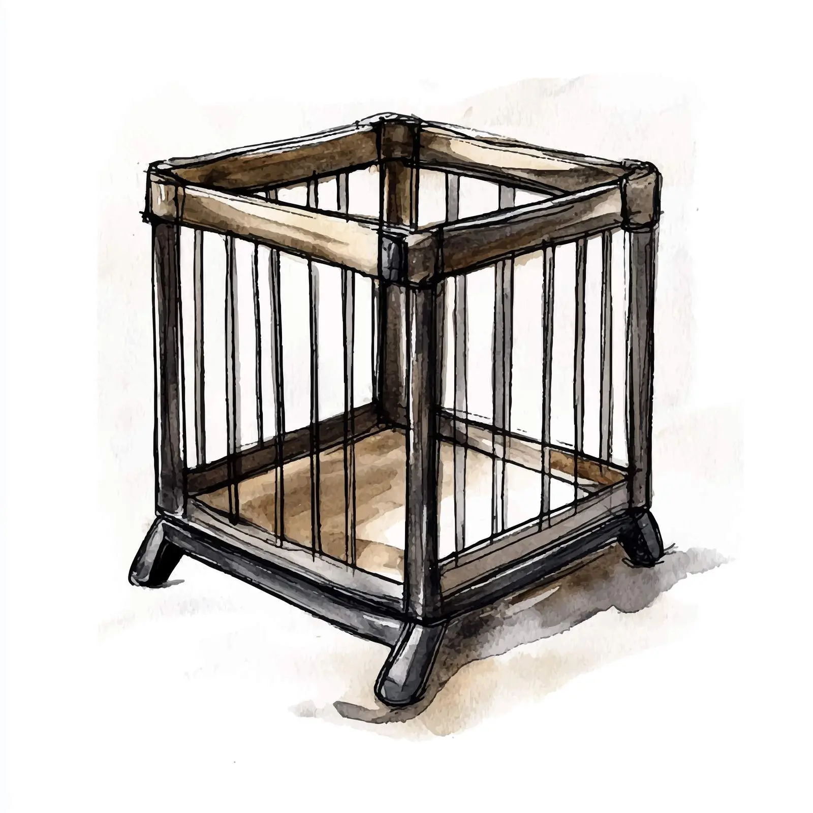 Hand-Drawn Watercolor Playpen Illustration for Babies — free download from Dotvec