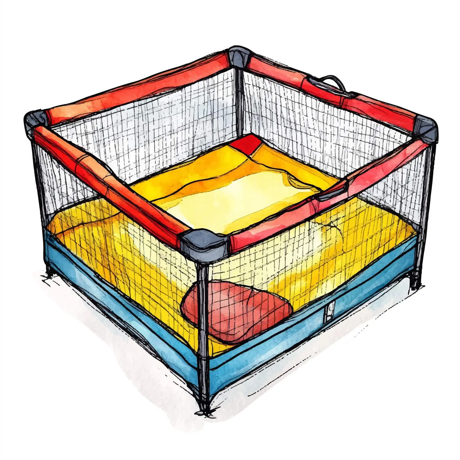 Colorful Hand-Drawn Baby Playpen Illustration — free download from Dotvec