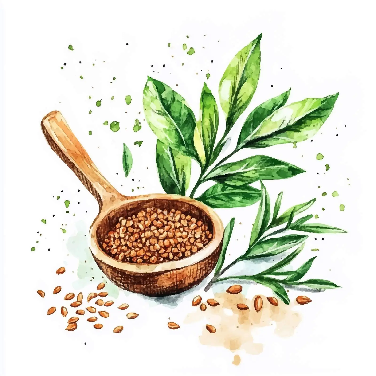 Hand-Drawn Watercolor Sketch of Sesame Herbs — free download from Dotvec