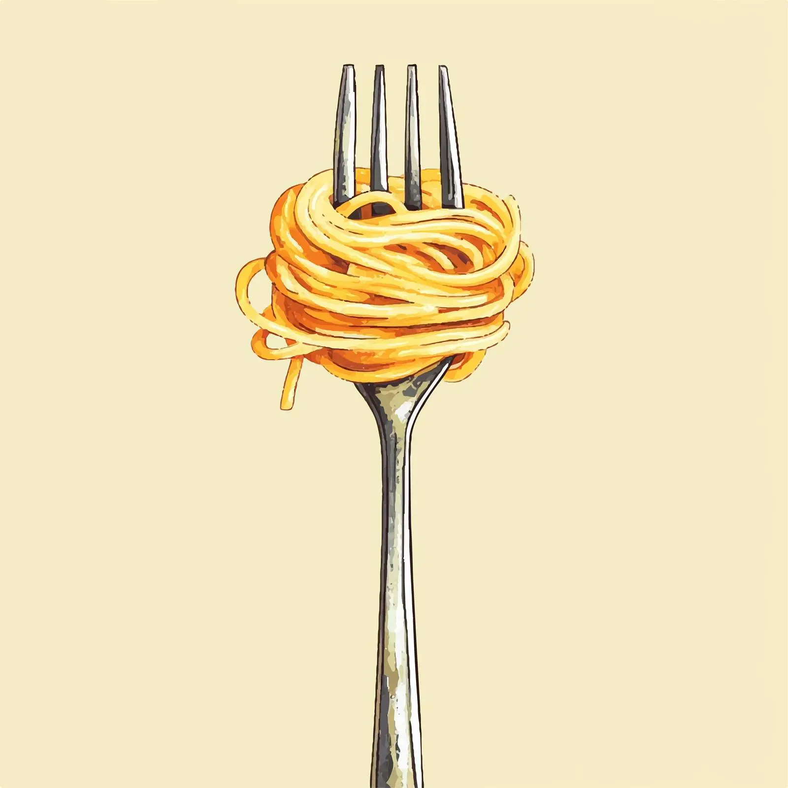 Colorful Hand-Drawn Watercolor Spaghetti Sketch — free download from Dotvec