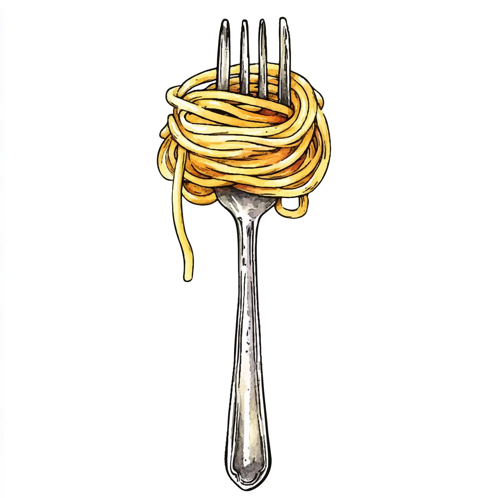 Colorful Hand-Drawn Watercolor Spaghetti Illustration — free download from Dotvec