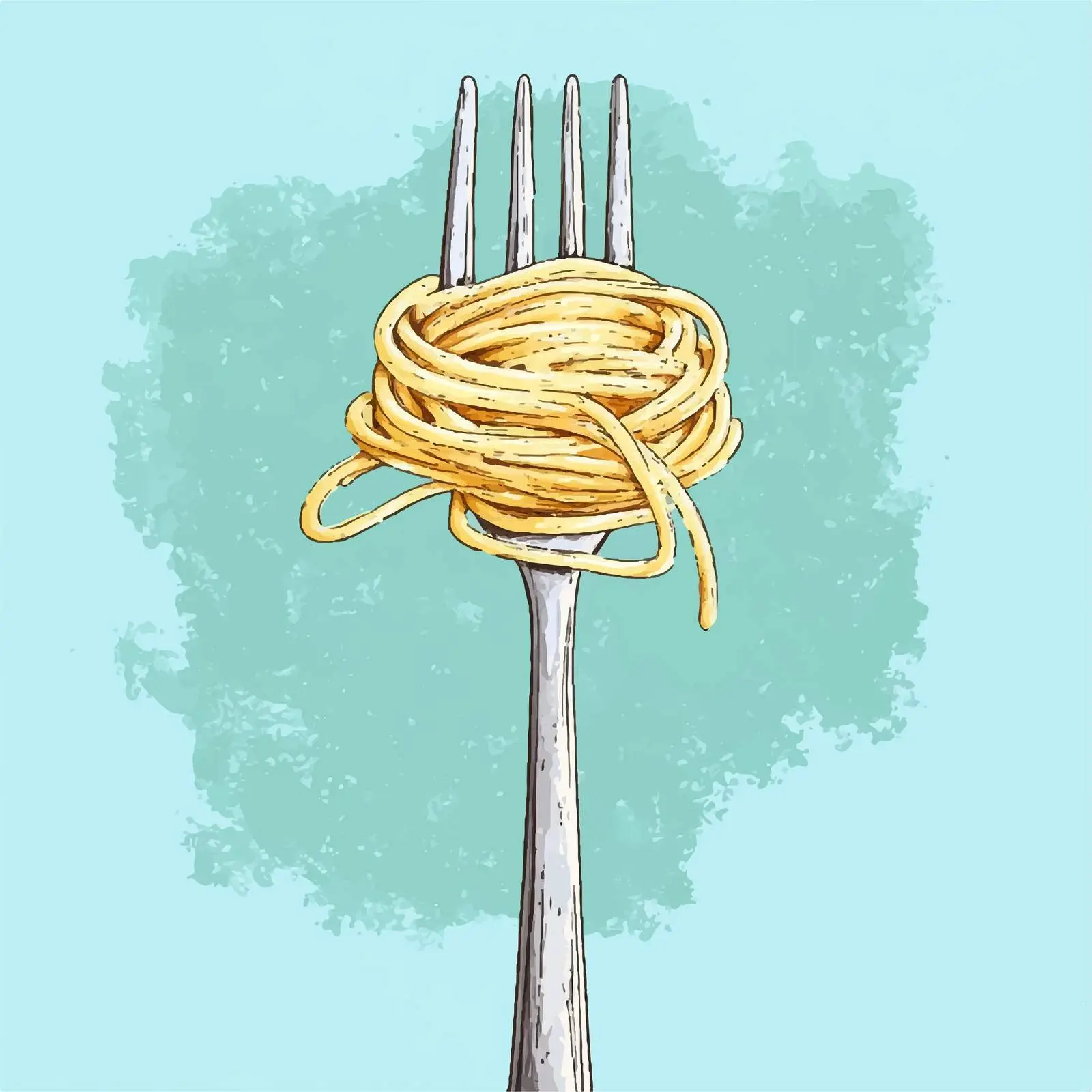 Colorful Hand-Drawn Spaghetti Watercolor Illustration — free download from Dotvec
