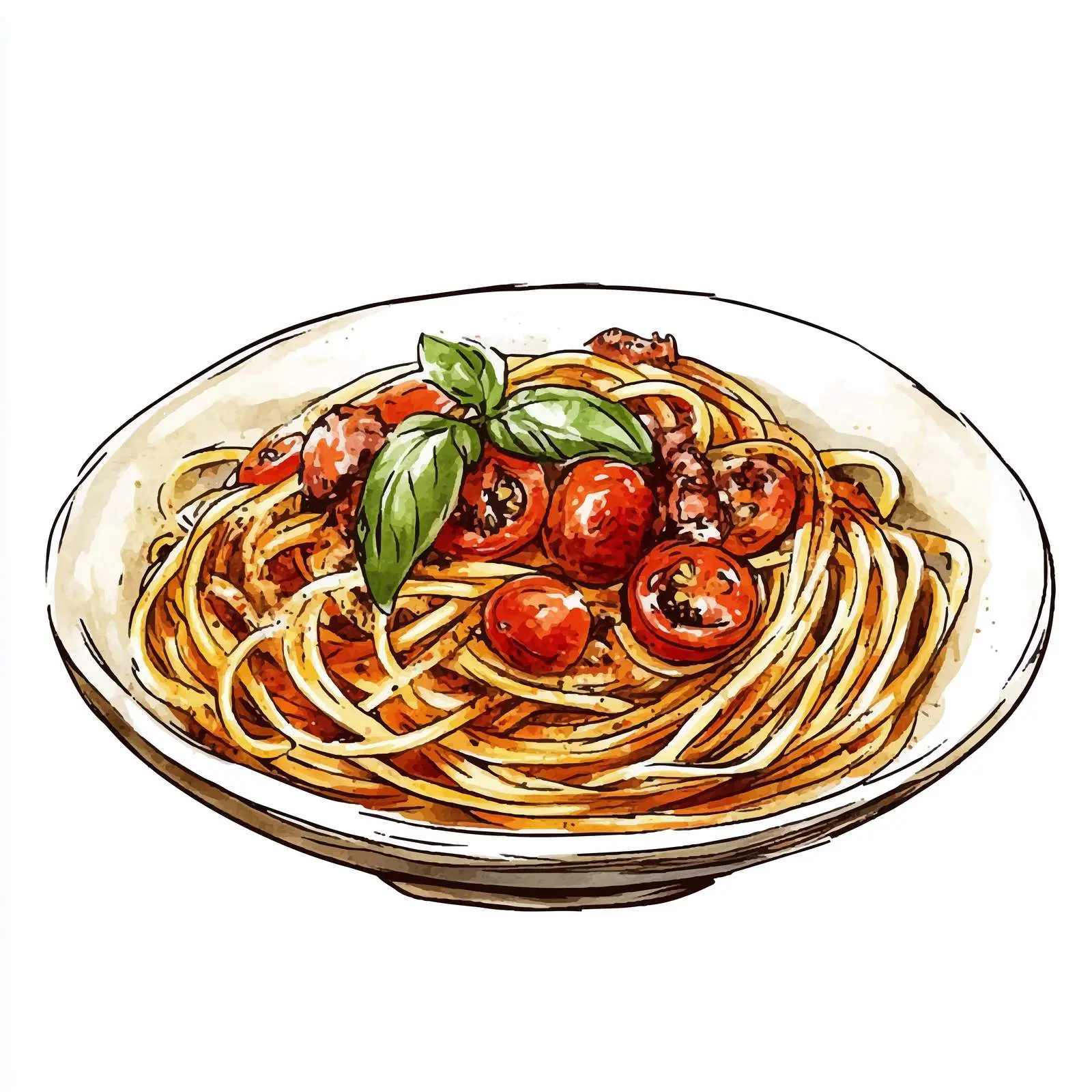 Colorful Hand-Drawn Spaghetti Watercolor Illustration — free download from Dotvec