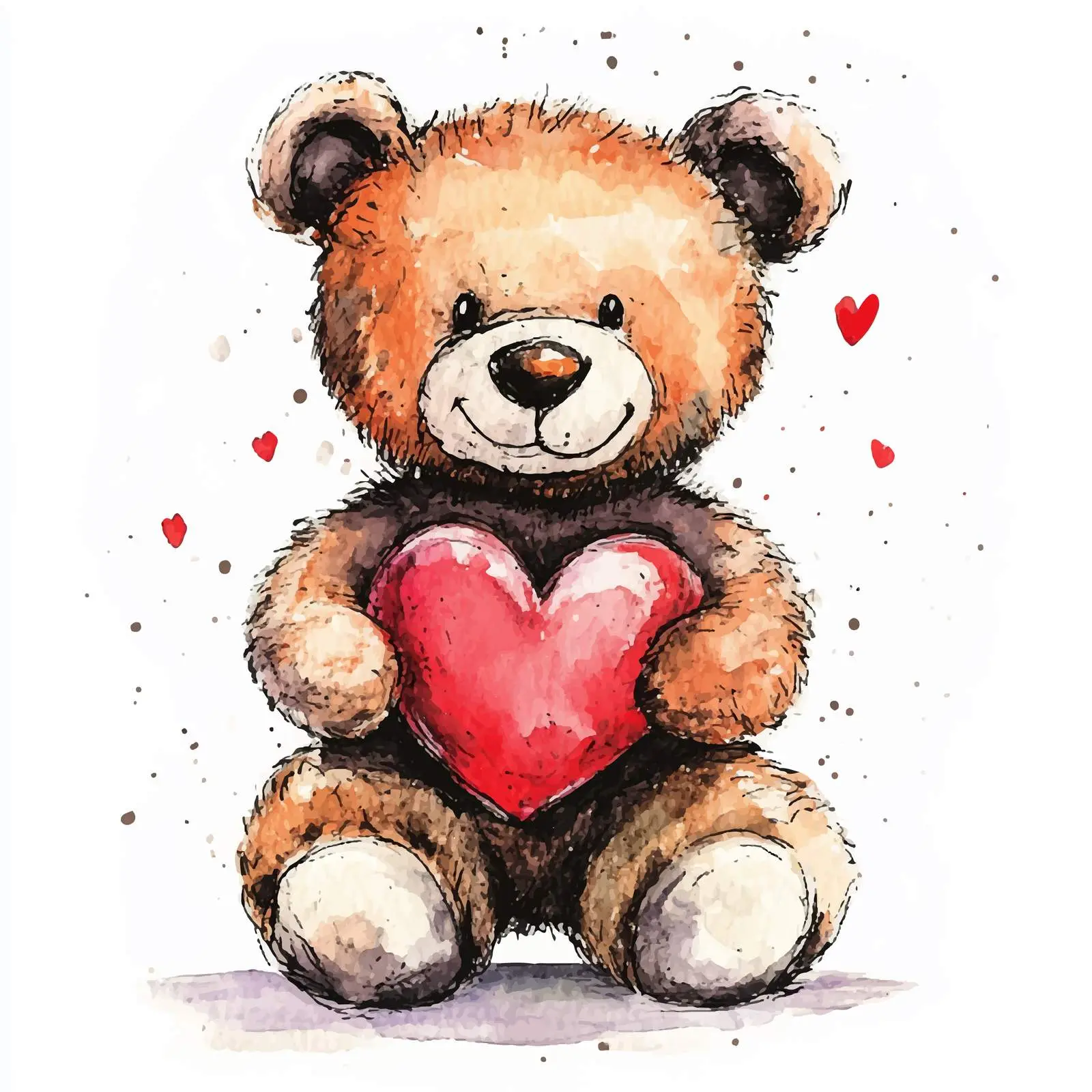 Colorful Hand-Drawn Watercolor Teddy Bear Illustration — free download from Dotvec