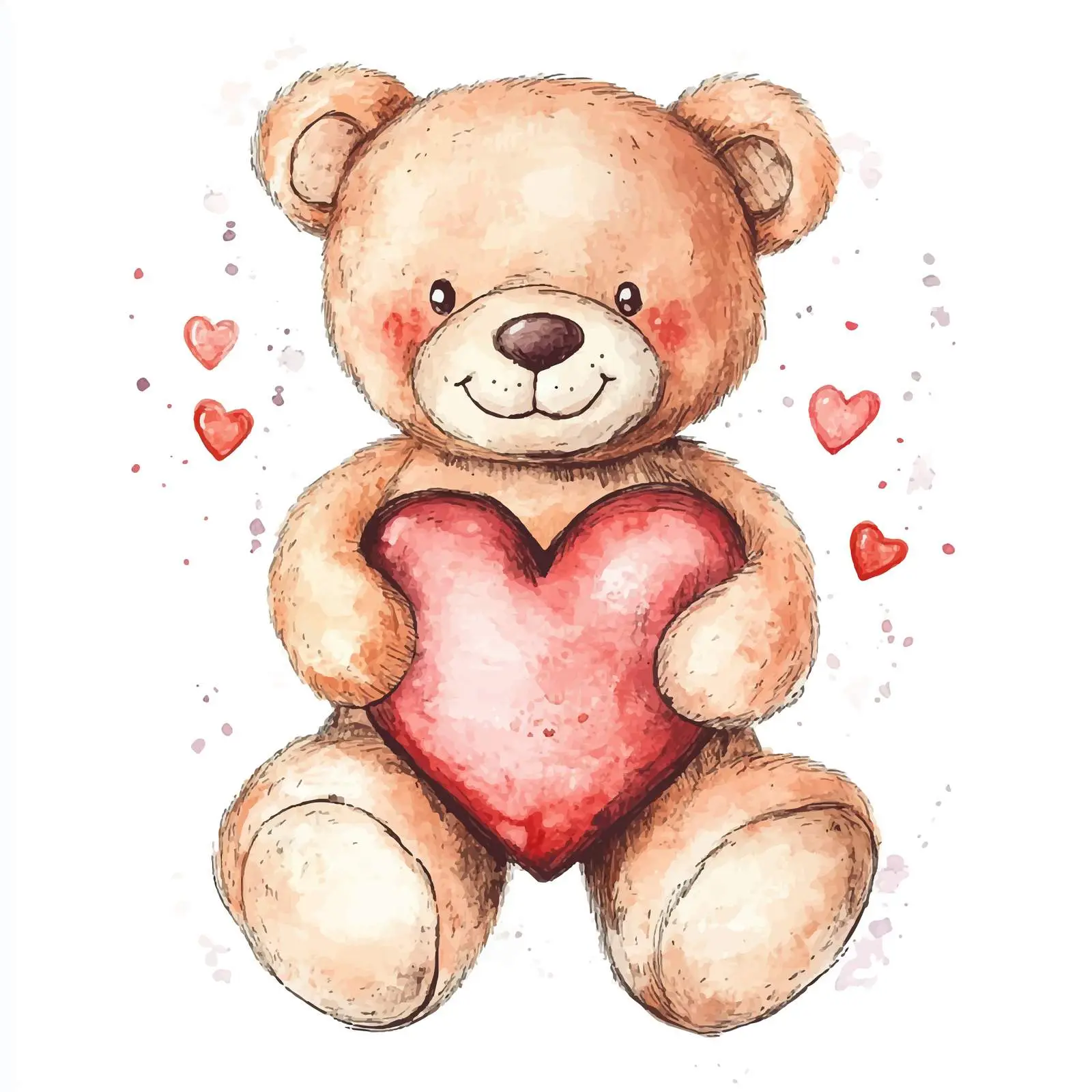 Colorful Hand-Drawn Watercolor Teddy Bear Illustration — free download from Dotvec