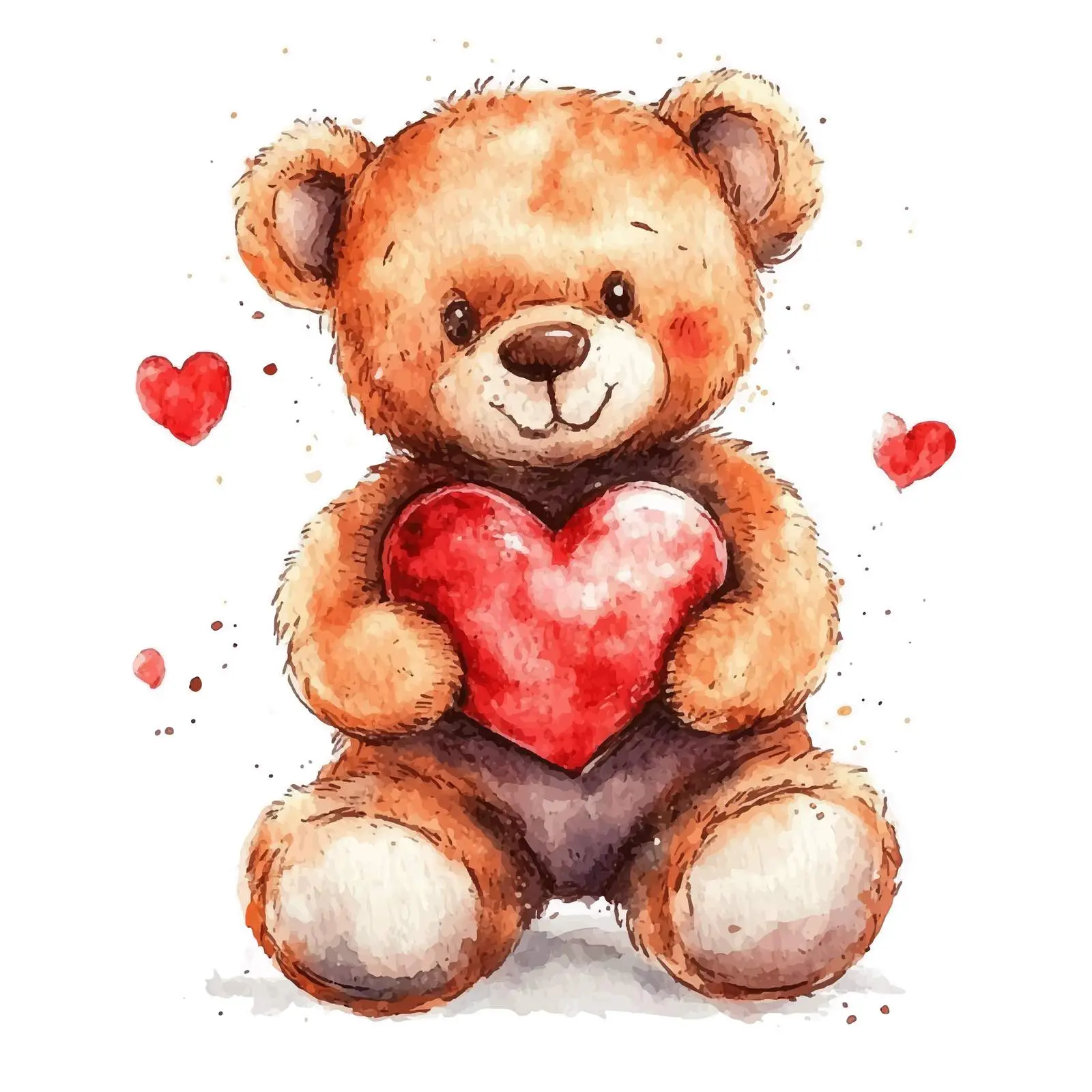 Colorful Hand-Drawn Teddy Bear Watercolor Sketch — free download from Dotvec