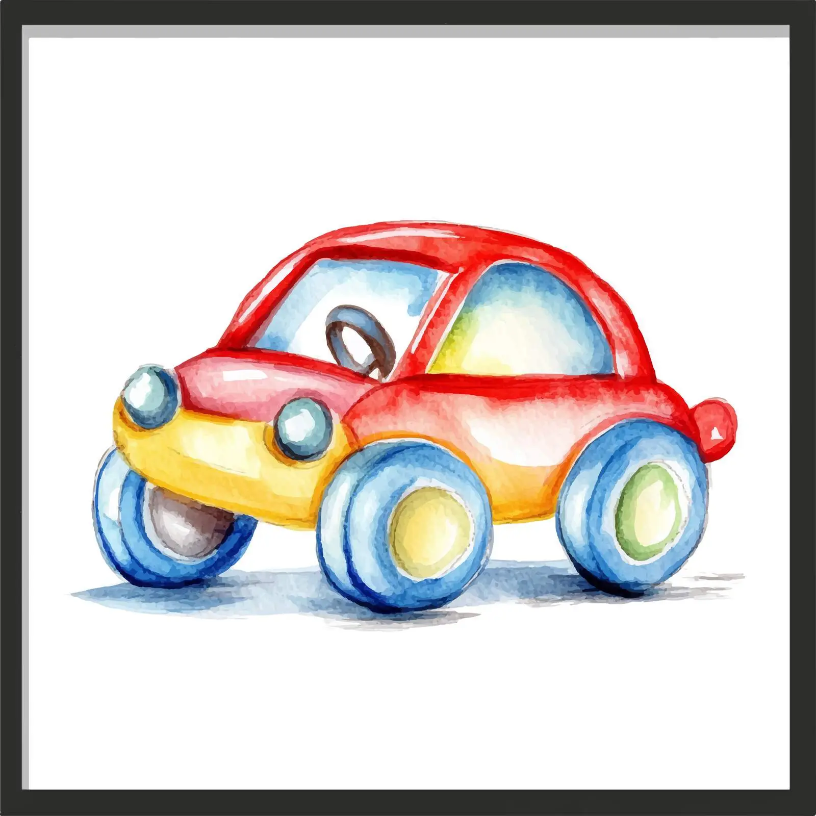Colorful Watercolor Toy Car Hand-Drawn Illustration — free download from Dotvec