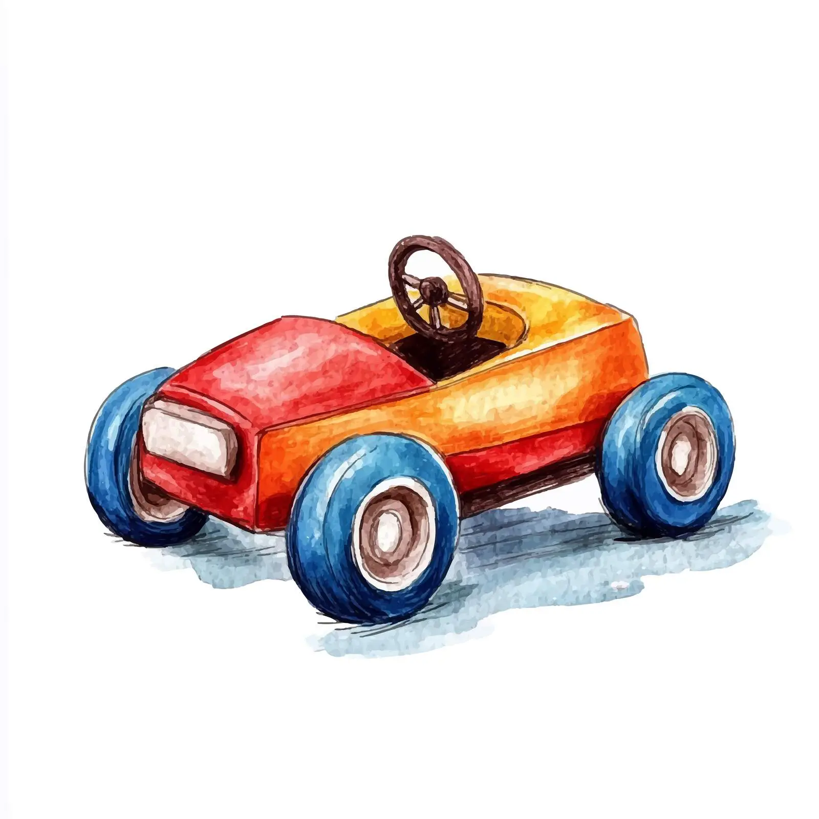 Colorful Hand-Drawn Toy Car Watercolor Illustration — free download from Dotvec