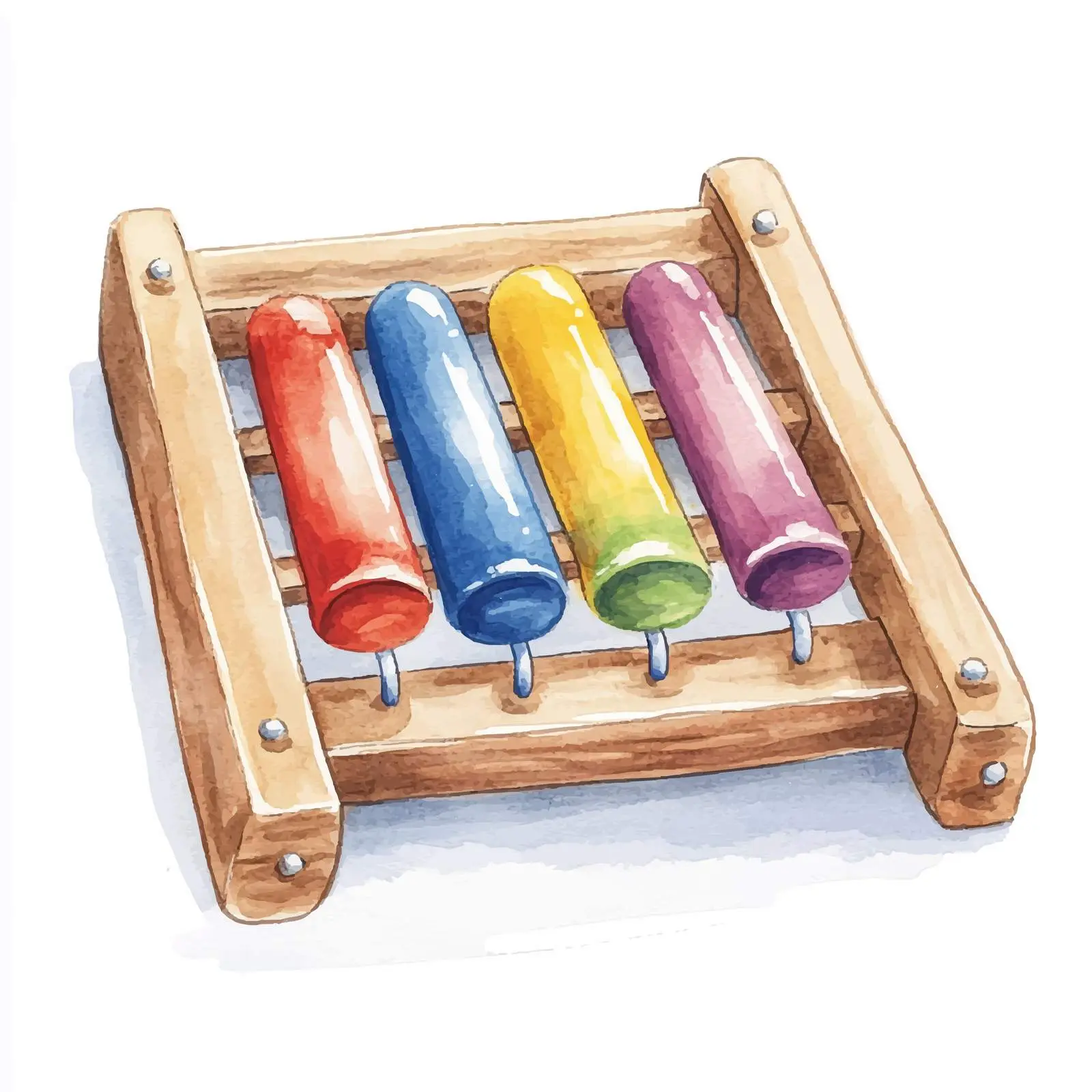 Colorful Hand-Drawn Watercolor Toy Xylophone — free download from Dotvec